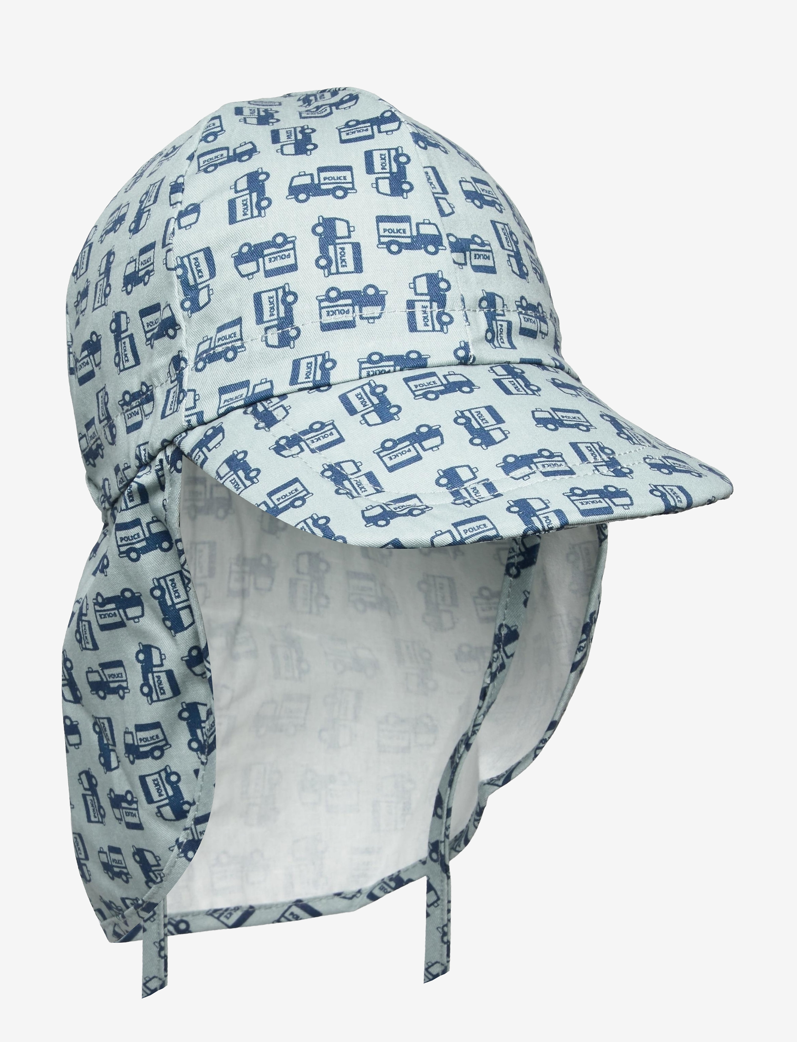 Melton Cap W/Neck & Tie W/Print, 47, Accessories, Blau - Sun Hats, Kinder