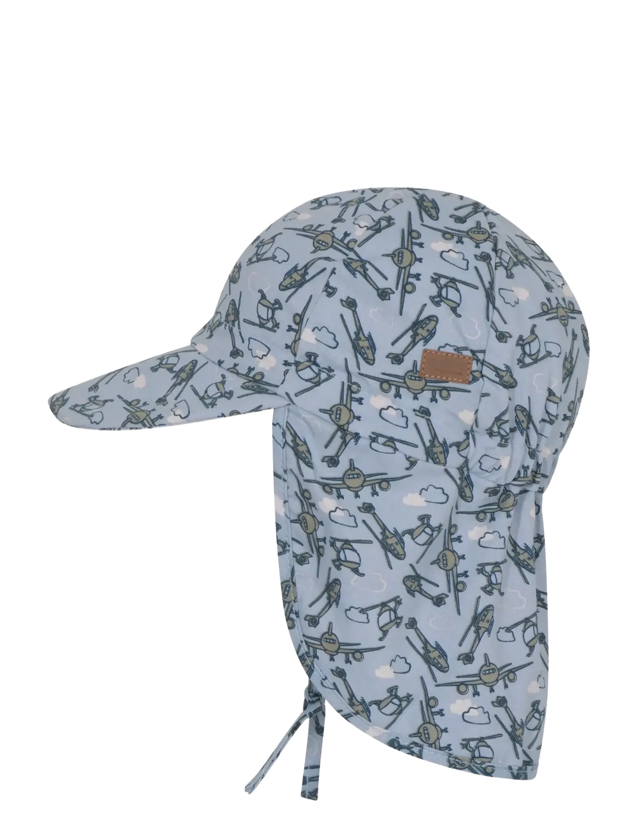 Melton Cap w/neck & tie w/print - Solhatte - DUSTY LIGHT BLUE / blue