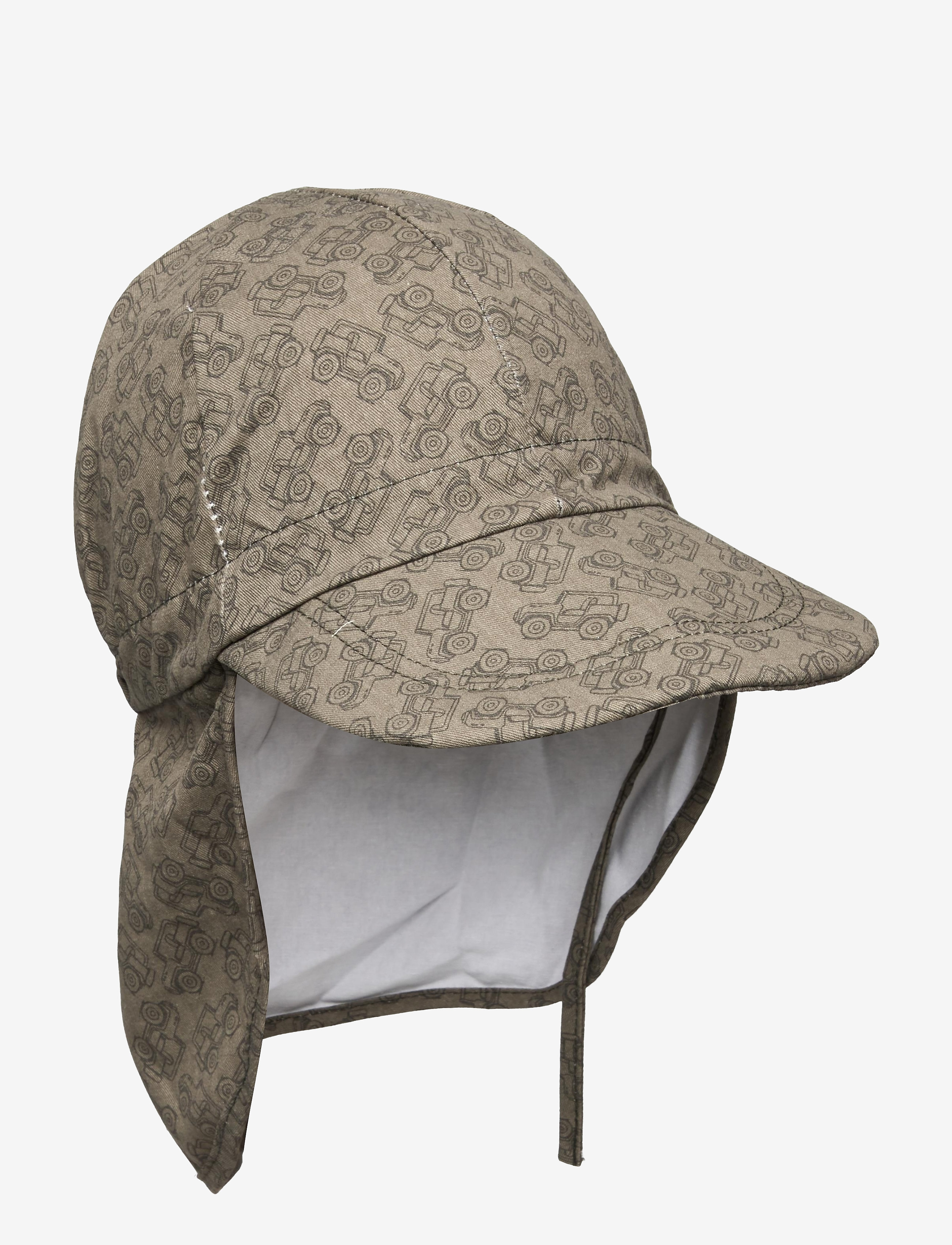 Melton Cap w/neck & tie w/print - Melton - GREEN / green