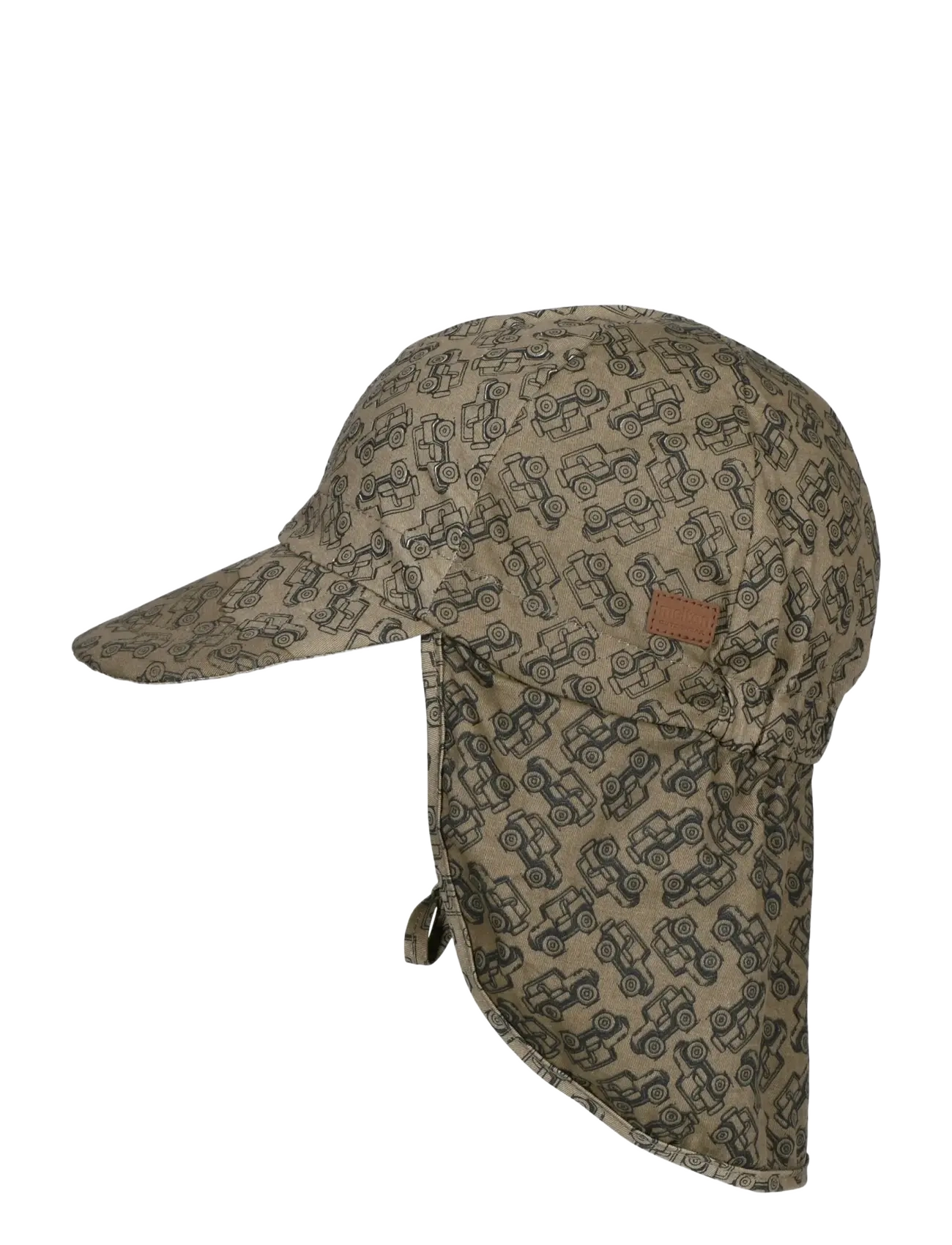 Melton Cap w/neck & tie w/print - Melton - GREEN / green