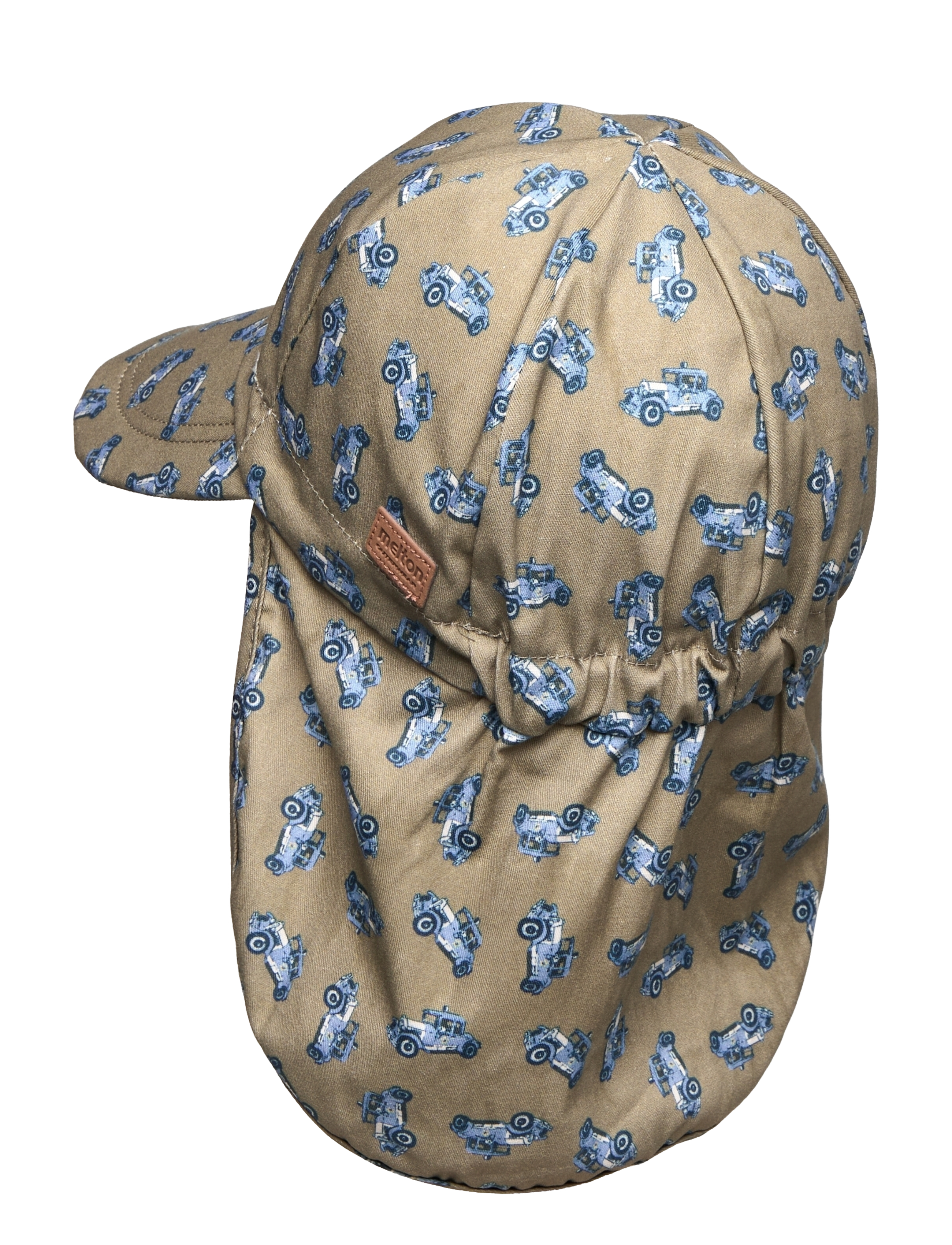 Melton - Cap w/neck & tie w/print - accessories - safari green cars - 1