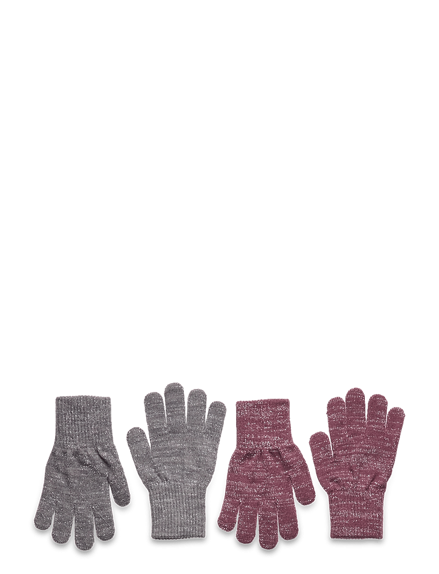 Melton - Comfy glitter gloves 2-pack - handskar - mix light grey mel grape shake - 0