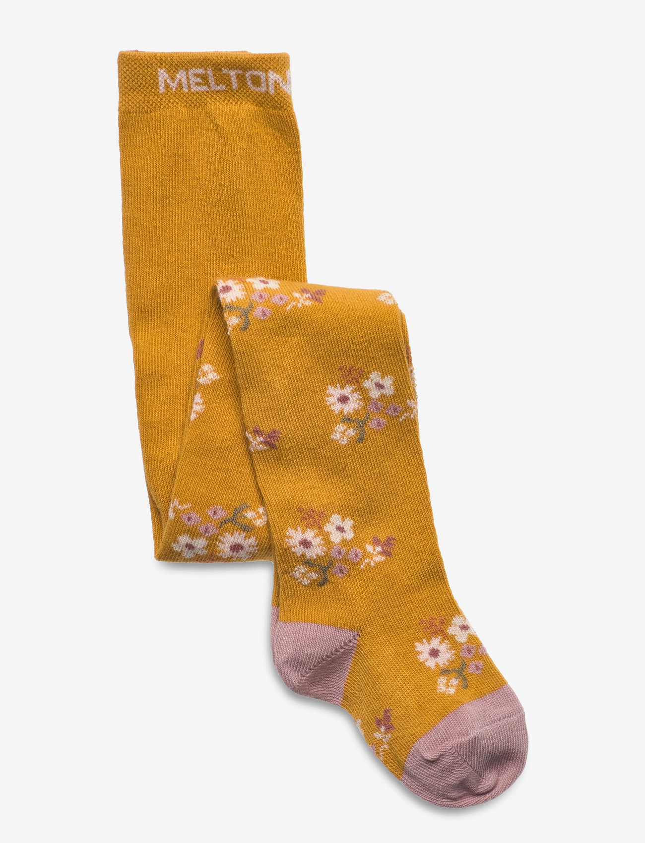 Melton - Petite Flowers tights - honey mustard - 0