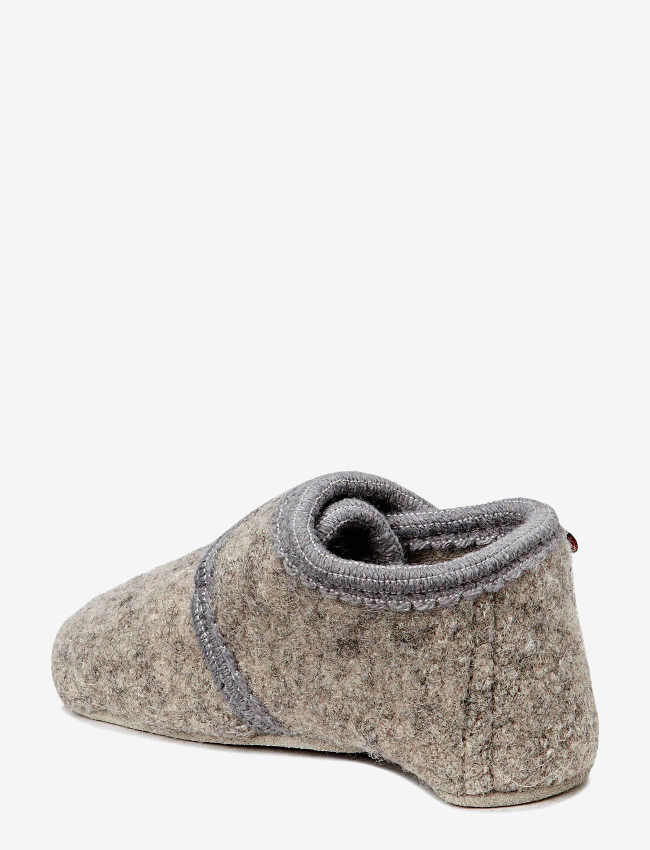 Melton - Wool slippers with velcro - light grey mel. - 2