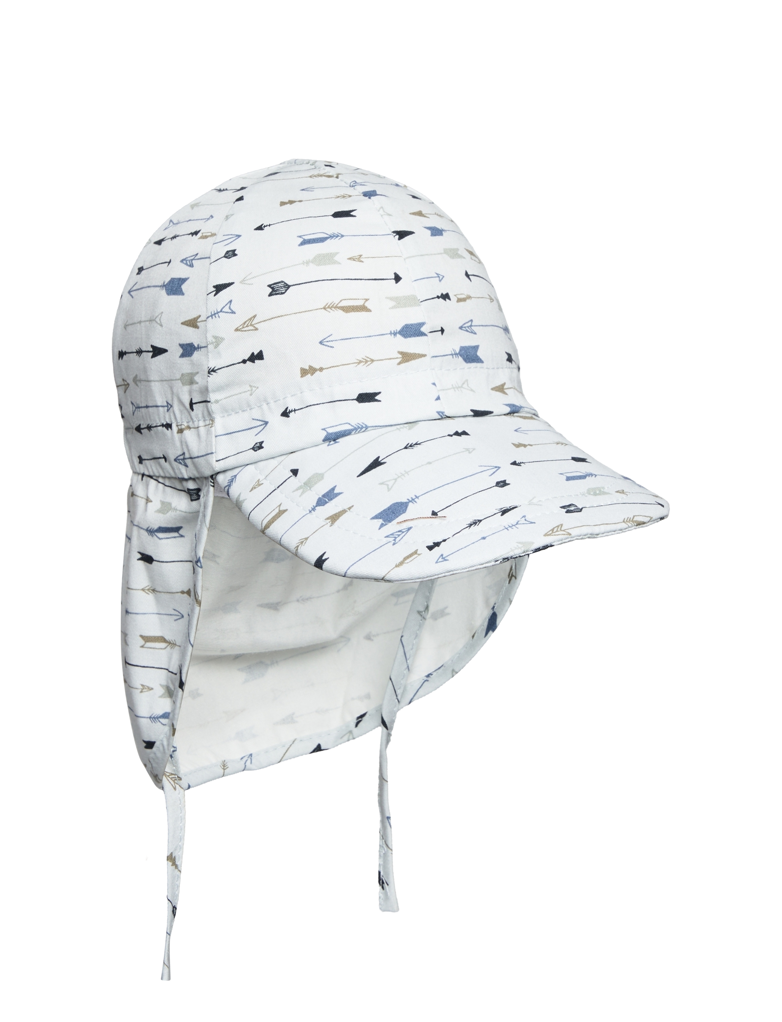 Melton Cap W/Neck & Tie W/Print, Børn, Solkasket Med Nakkeskygge, Blå, Str: 49