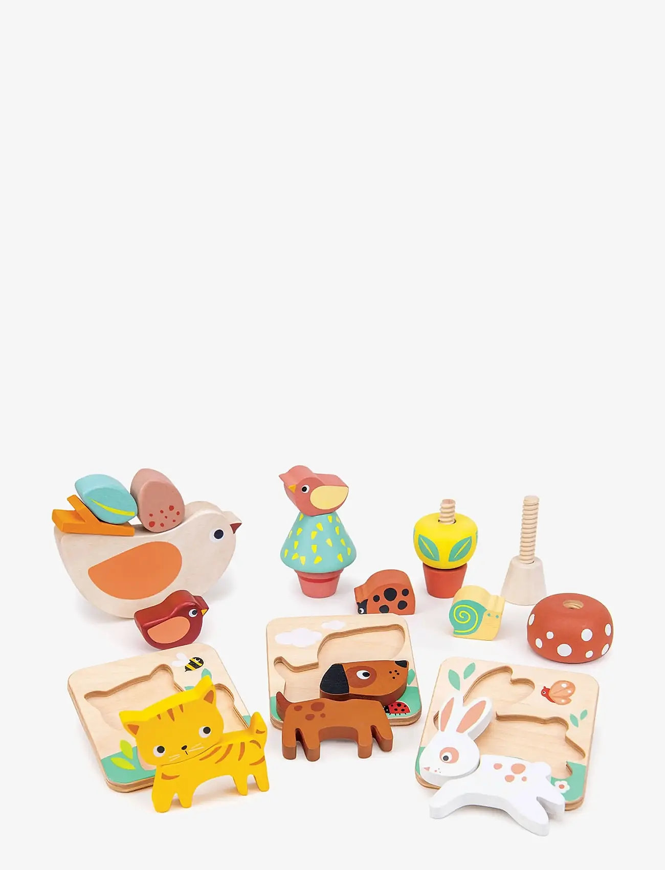 Mentari - Puzzle Set - Garden Playtime - pædagogiske puslespil - multi - 0