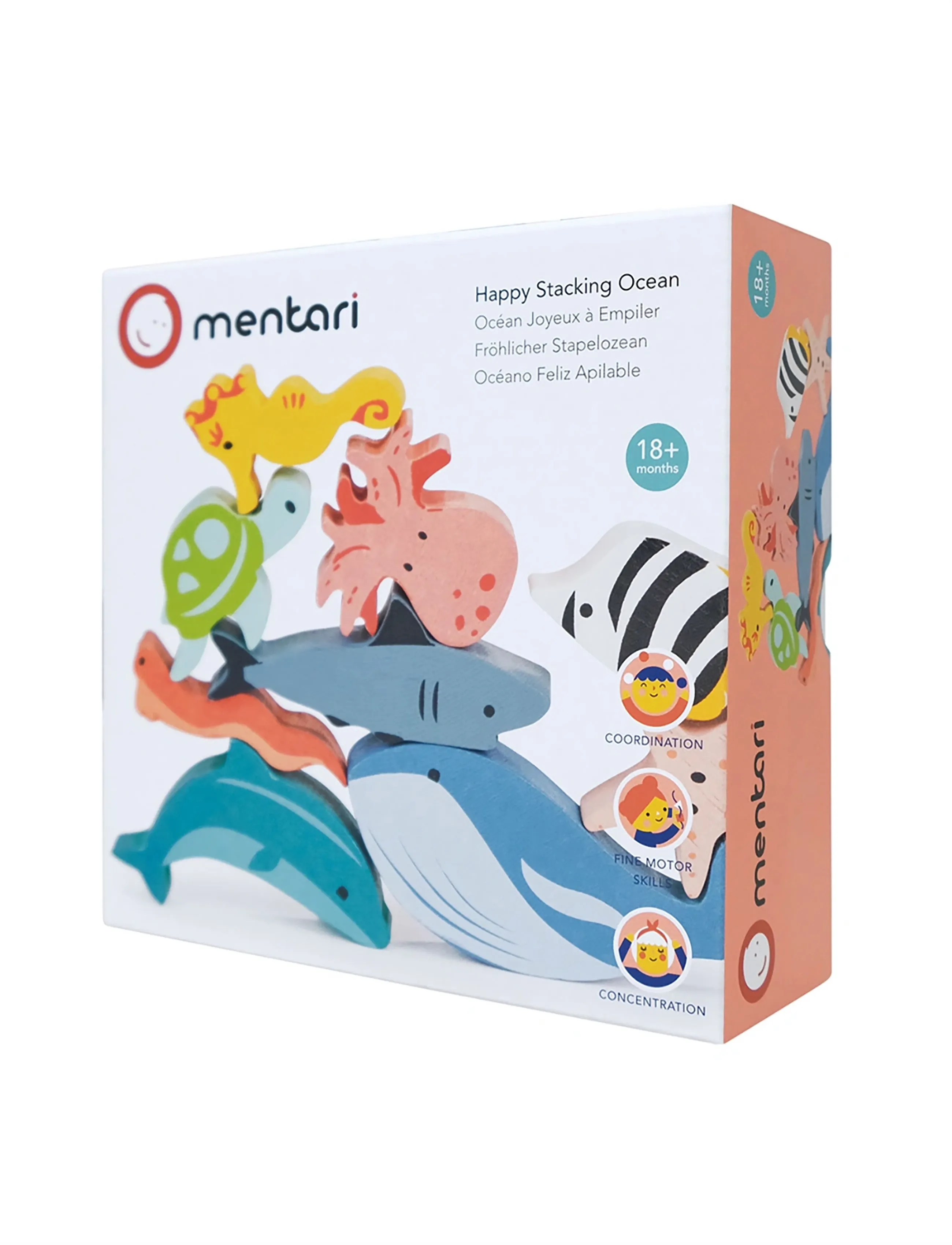 Mentari Happy Stacking Ocean, Børn, Stackable Blocks, Multi/mønstret, Str: ONE SIZE