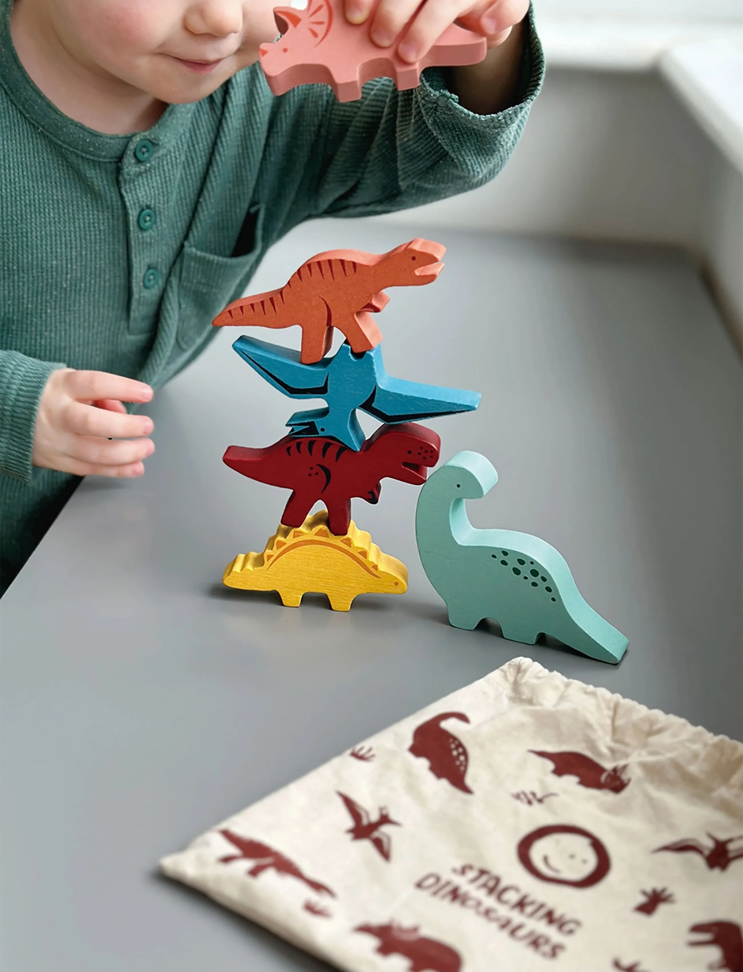 Mentari Happy Stacking Dinosaurs, Børn, Stackable Blocks, Multi/mønstret, Str: ONE SIZE