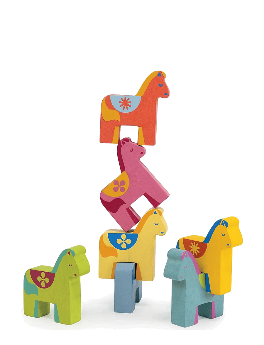 Mentari - Happy Stacking - Ponies - puidust kujud - multi - 2