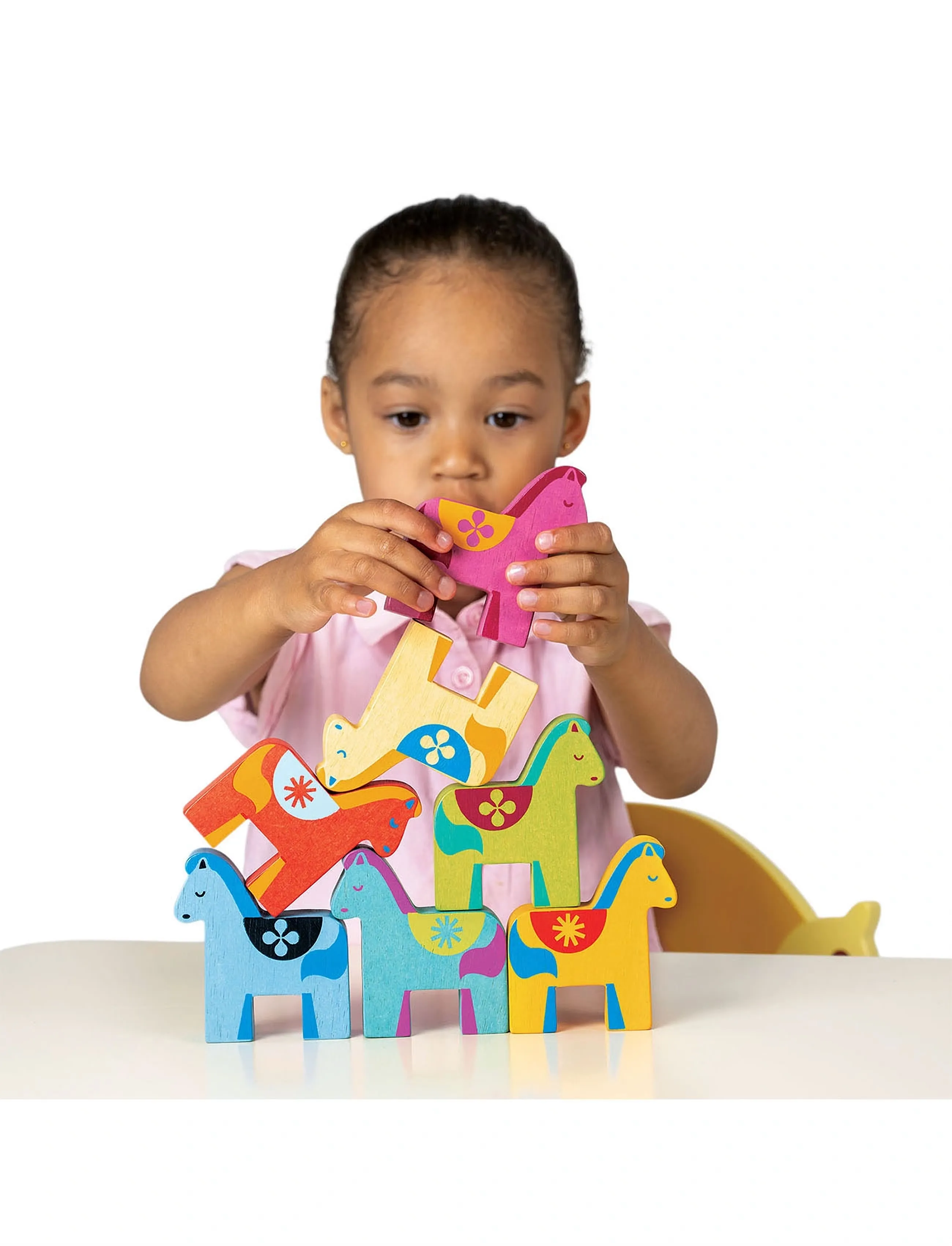 Mentari Happy Stacking Ponies, Børn, Træfigur, Blå, Str: ONE SIZE