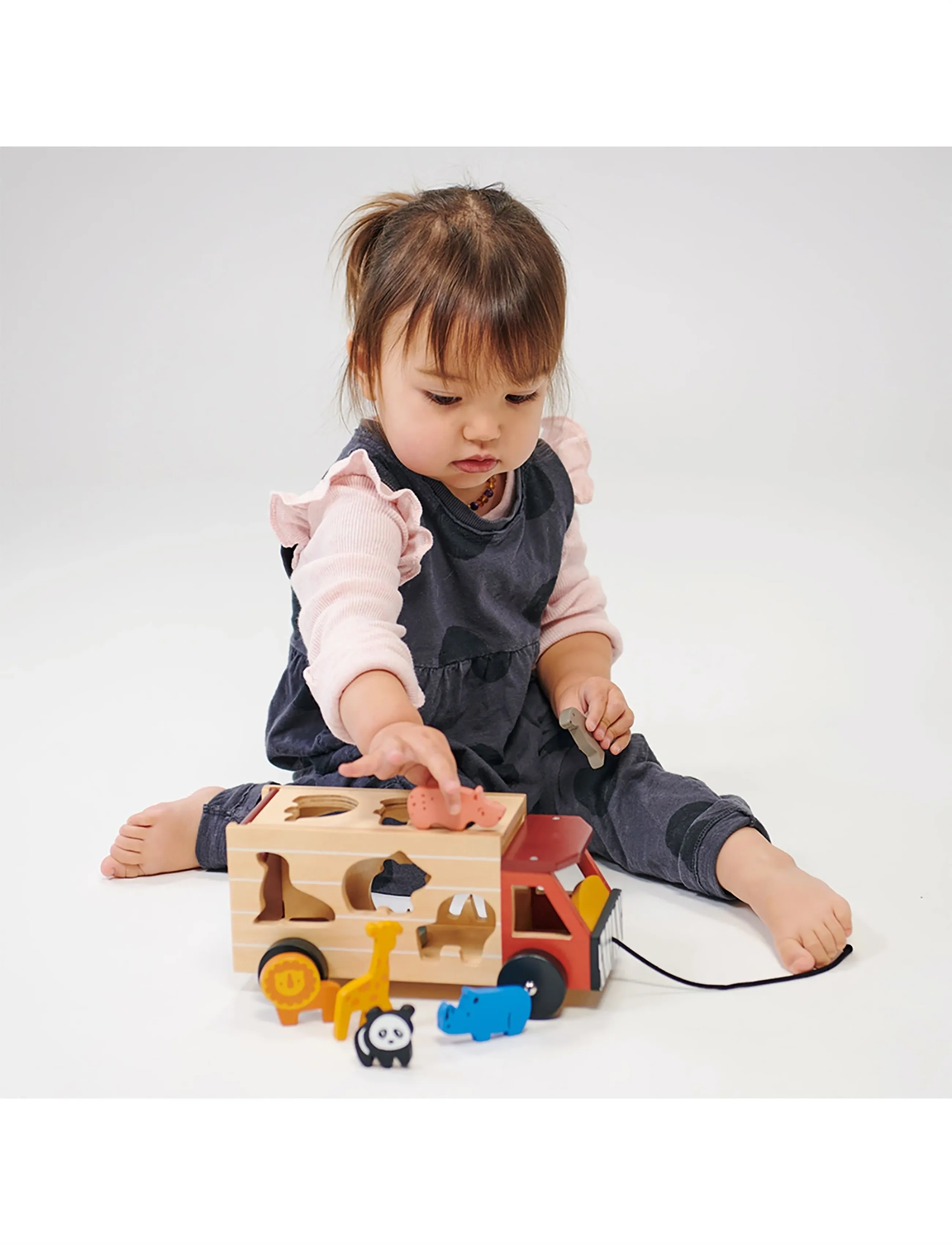Mentari Shape Sorting Safari Truck, Børn, Sorting Box Toy, Beige, Str: ONE SIZE