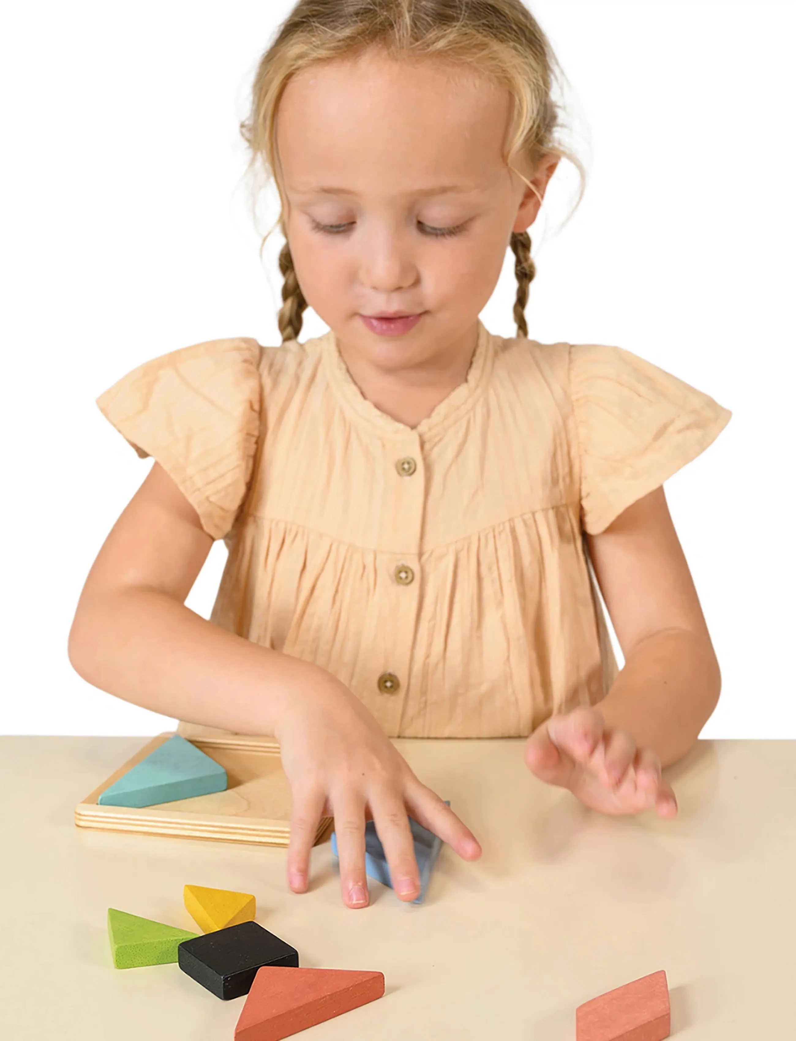 Mentari Tangram 7 Pcs, One Size, Beige, Puslespil > Puslespil Af Træ, Børn