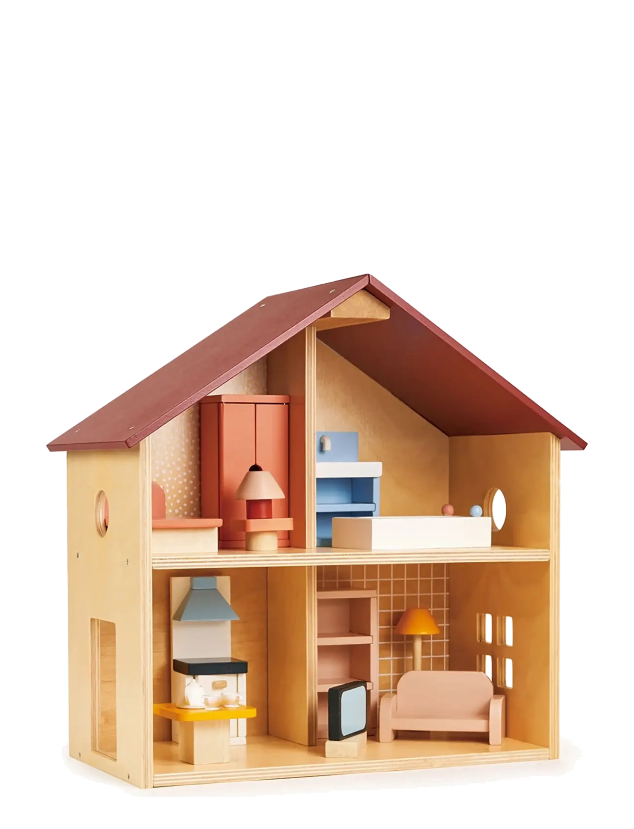 Mentari Dollhouse With Furniture Poppets House, Børn, Doll Houses, Beige, Str: ONE SIZE