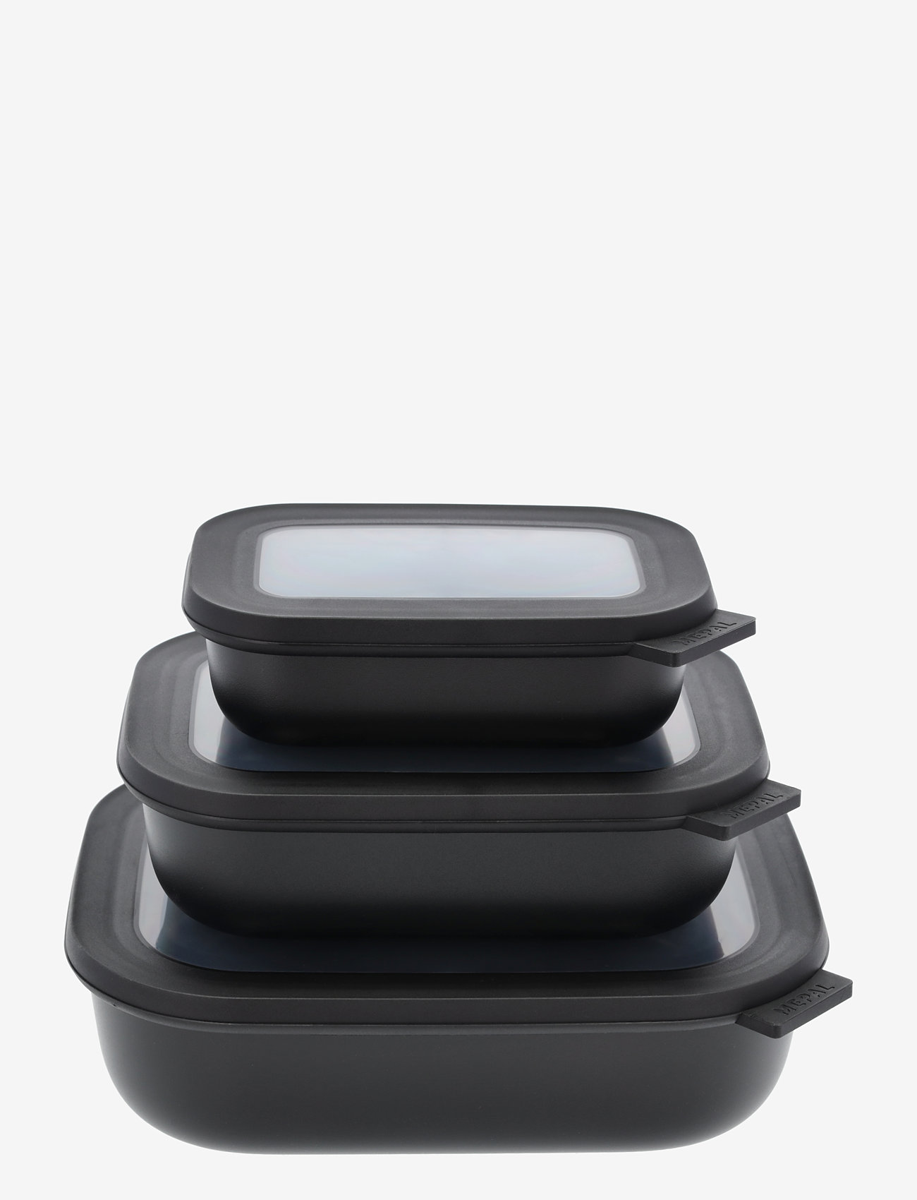 Mepal Rectangular bowl set w.lid Cirqula low 3 pcs - Mepal - BLACK / black