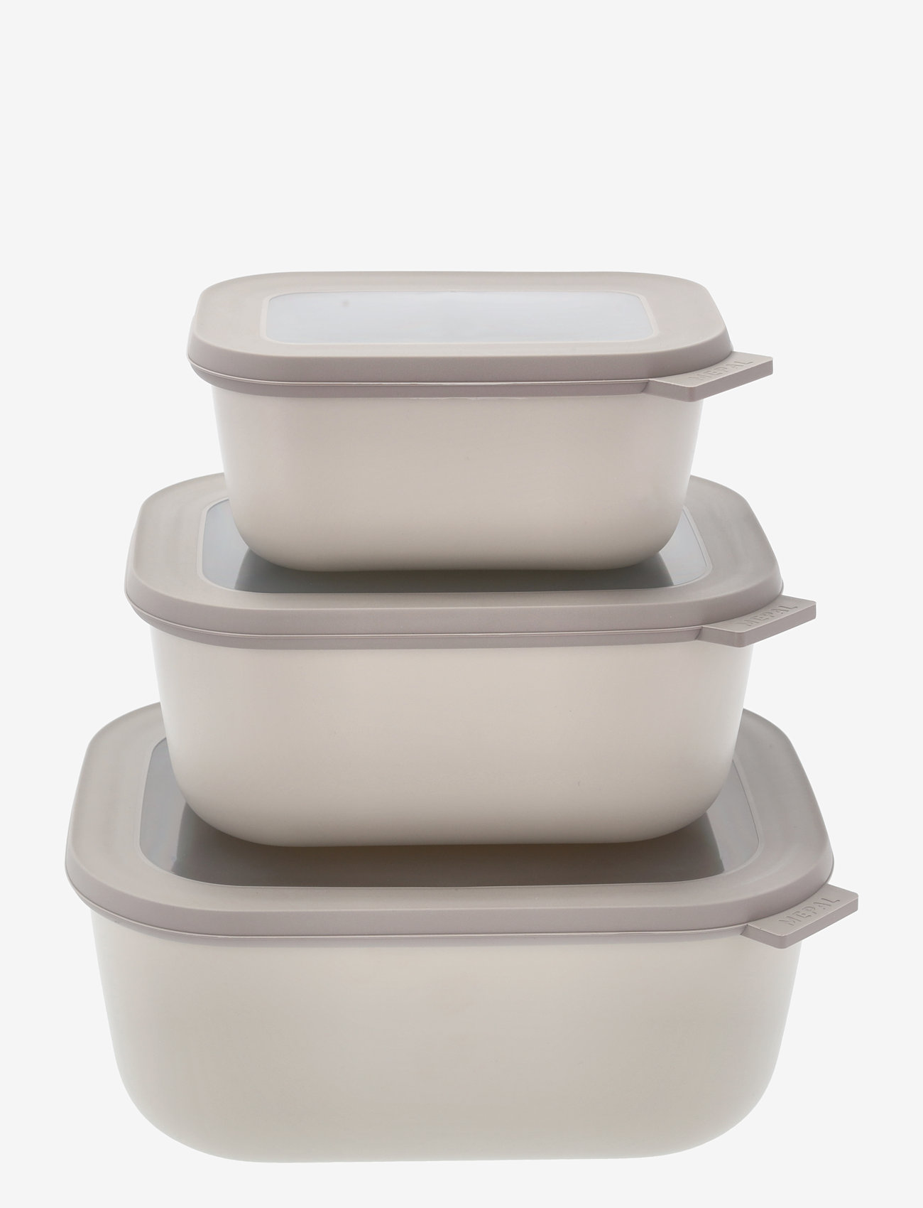 Rectangular bowl set w.lid Cirqula high 3 pcs - NORDIC WHITE