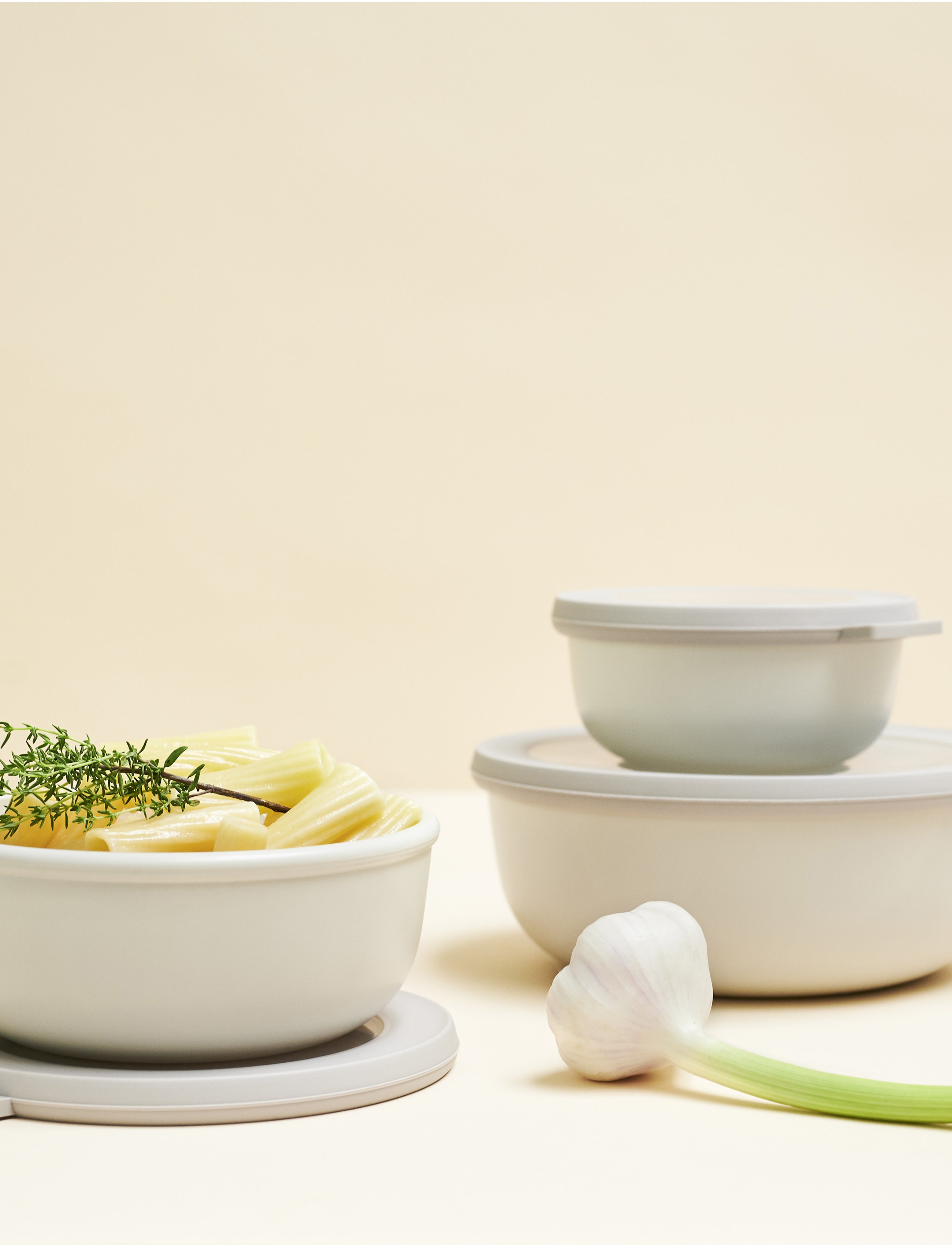 Mepal - Rectangular bowl set w.lid Cirqula high 3 pcs - virtuves burkas - nordic white - 2