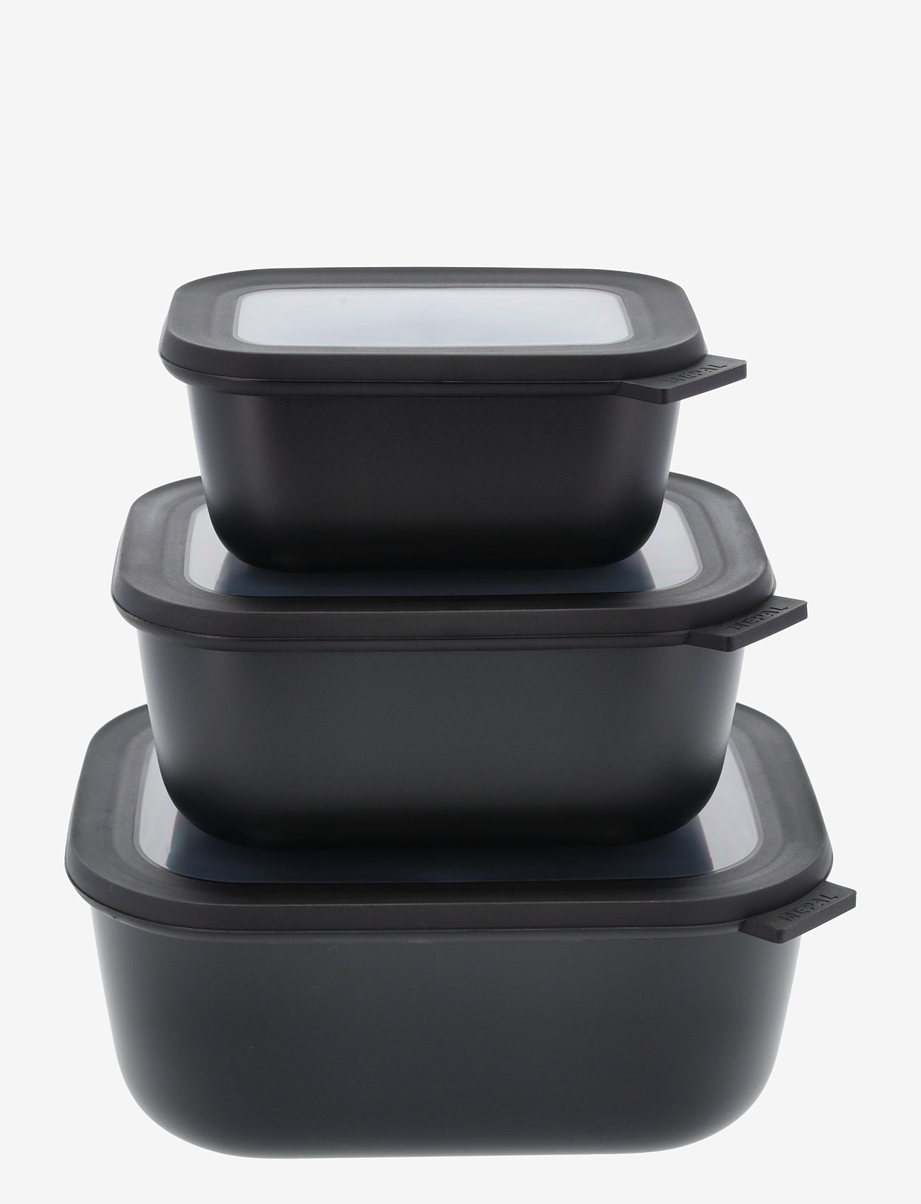 Mepal Rectangular bowl set w.lid Cirqula high 3 pcs - Küchenverwahrung - BLACK / black