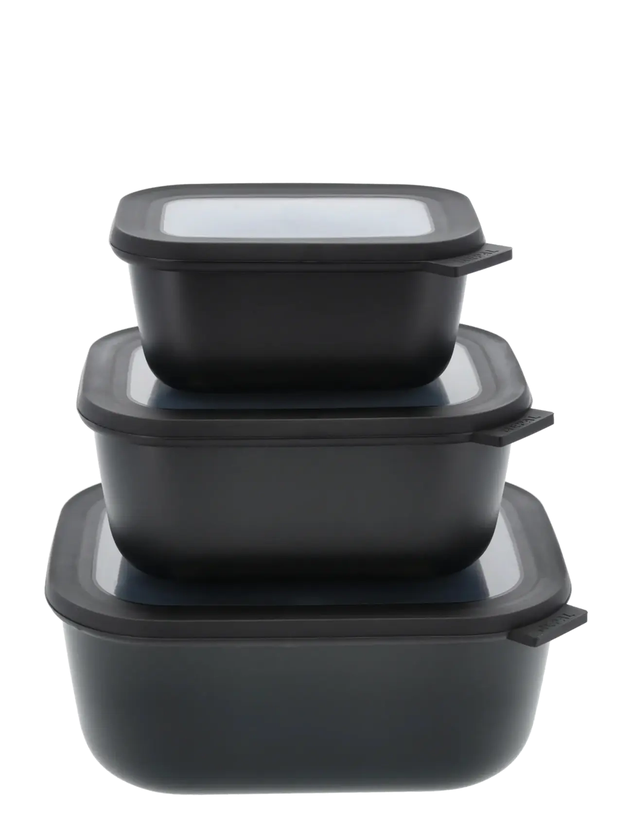 Mepal Rectangular bowl set w.lid Cirqula high 3 pcs - Köögis hoiustamine - BLACK / black