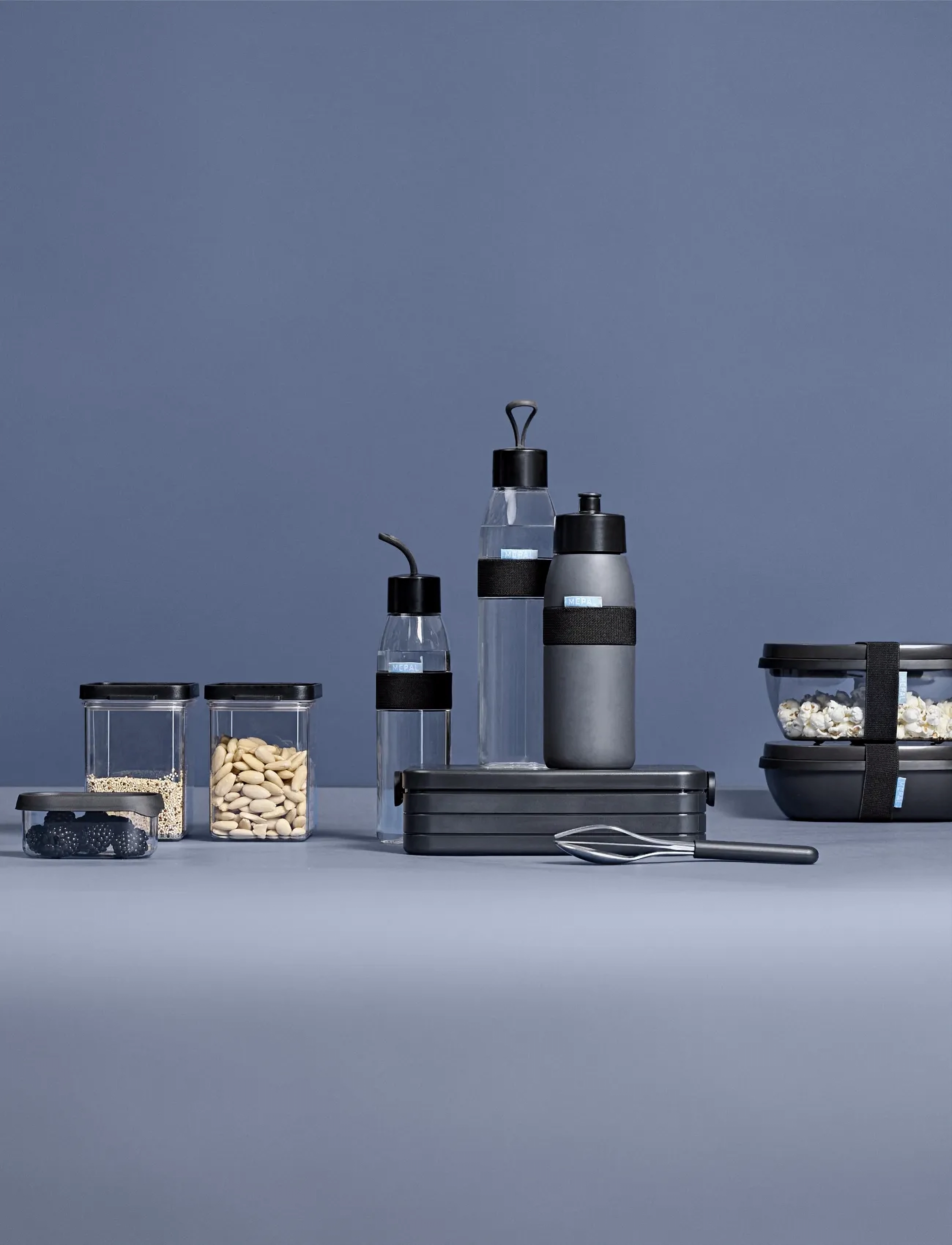 Mepal Husholdningsbokssæt Easyclip 3 Dele, 19.6X14X14 cm, Kitchen Storage, Schwarz - Boxes & Containers, Homeware