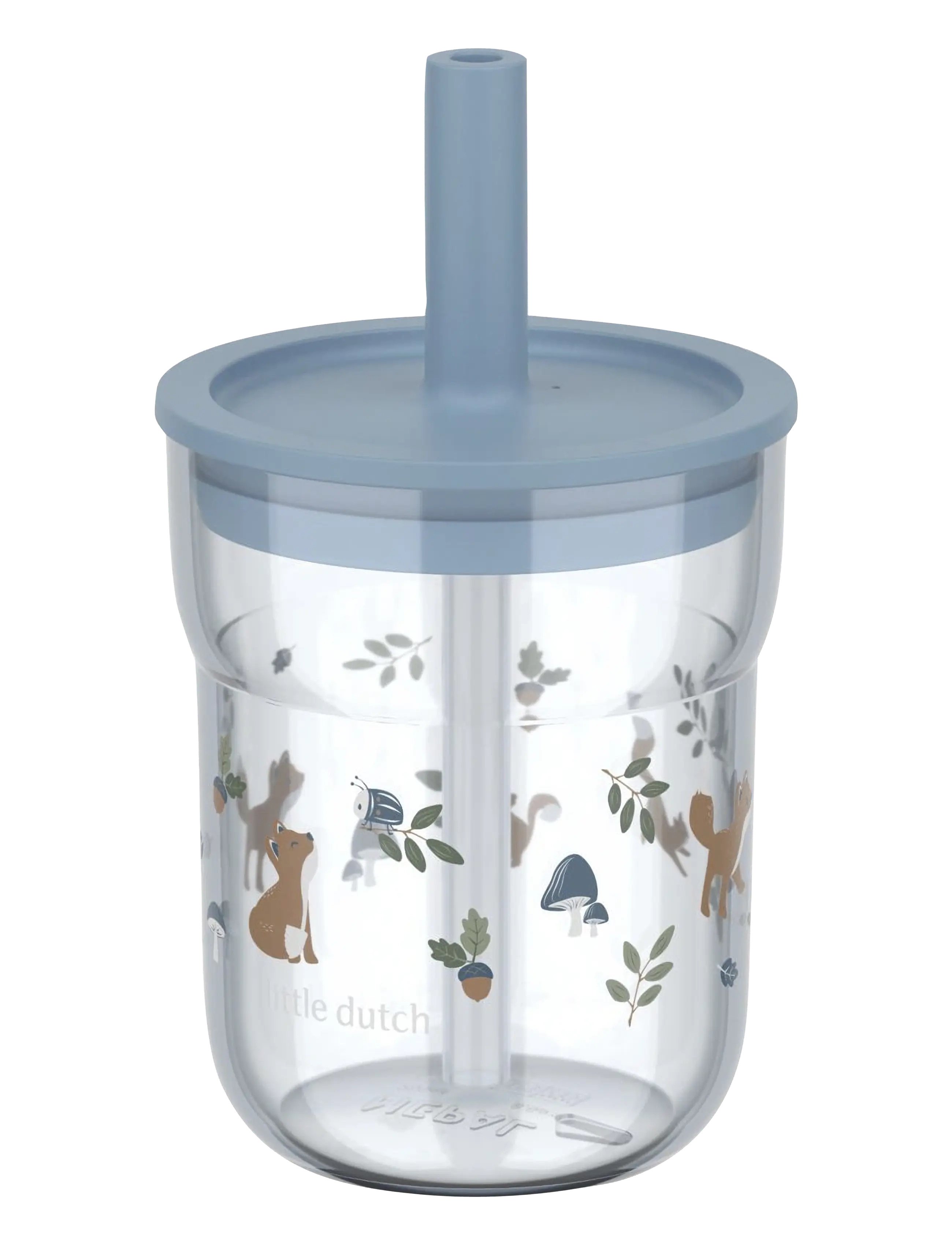 Mepal Children’s glass with straw Mio Forest friends - Kids home - BLUE / clear