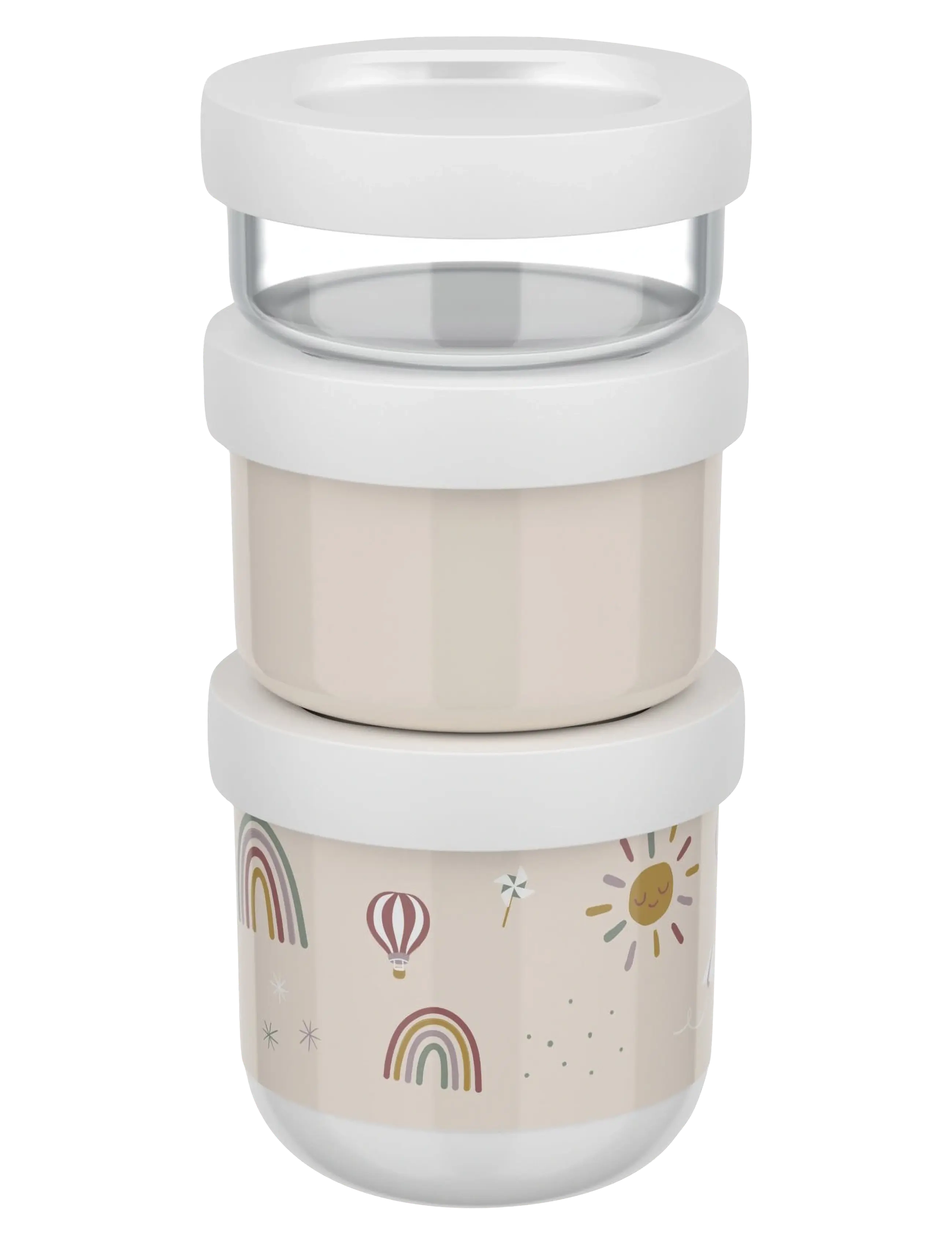 Mepal Snackbox stack Mio Sunshine & Rainbow 3 parts - 4 for 3 - WHITE / beige