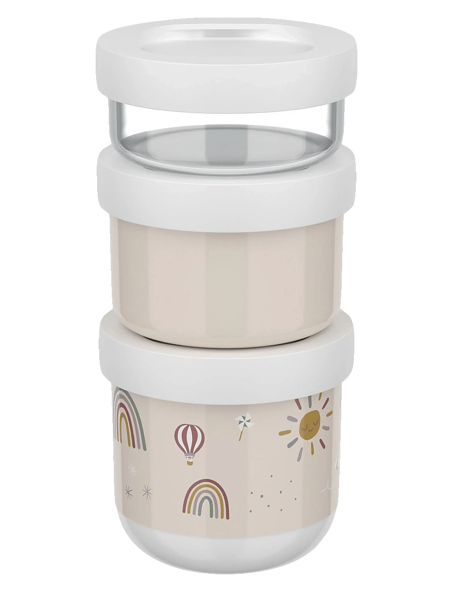 Mepal - Snackbox stack Mio Sunshine & Rainbow 3 parts - lõunasöögikarbid - white - 0