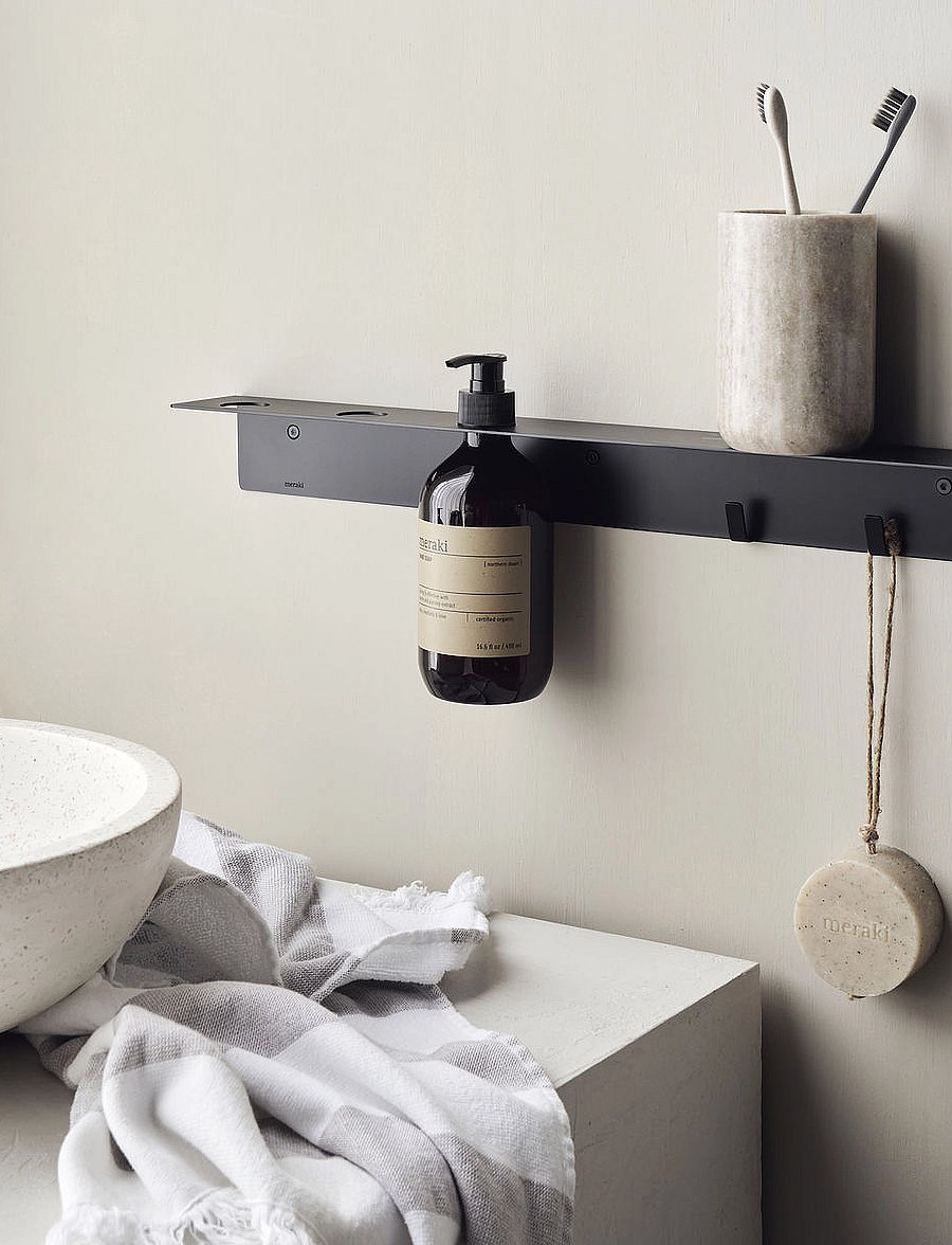 meraki - Bottle hanger with hooks, Brushed b - riiulid - brushed black finish - 0