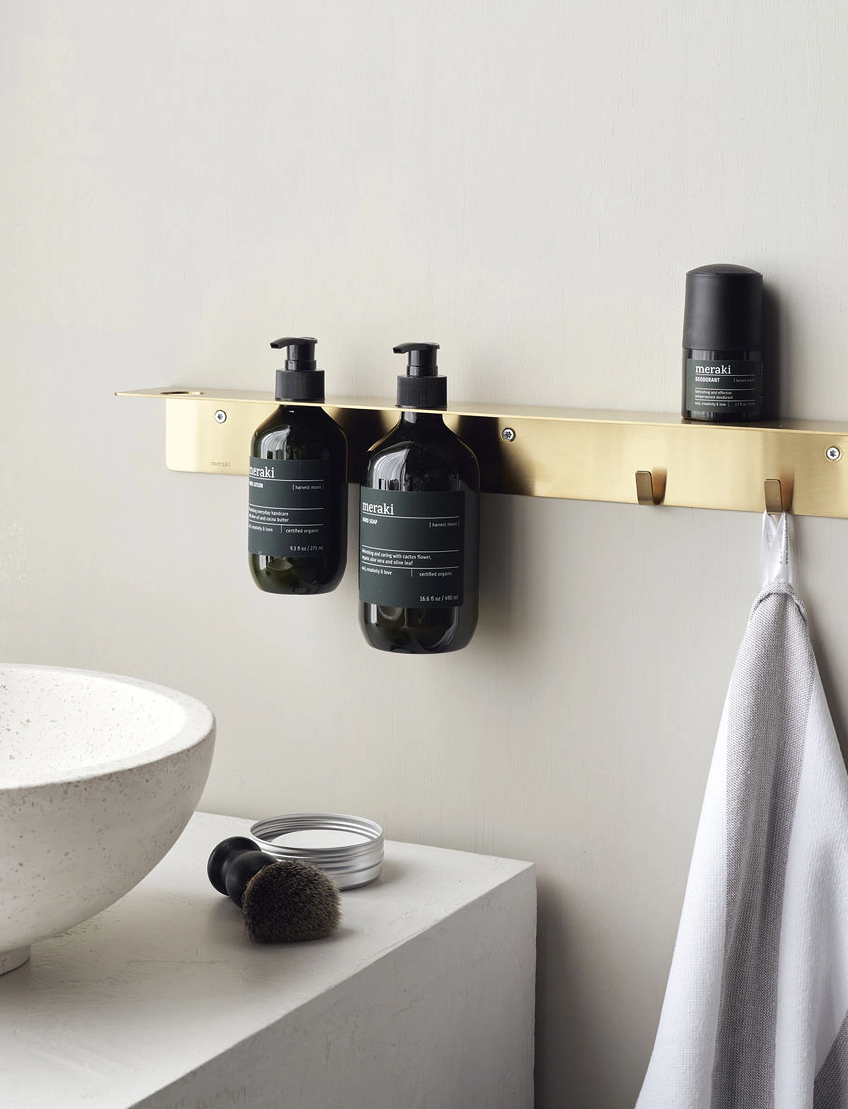 meraki Bottle Hanger With Hooks, Brushed B, 950 g, Gold, Badeværelsesinteriør > Hylder Til Badeværelset, Unisex