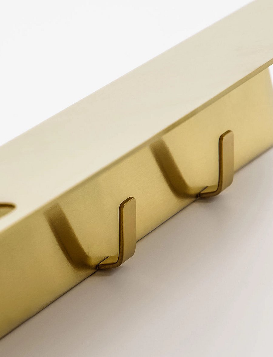 meraki - Bottle hanger with hooks, Brushed b - riiulid - brushed brass finish - 3