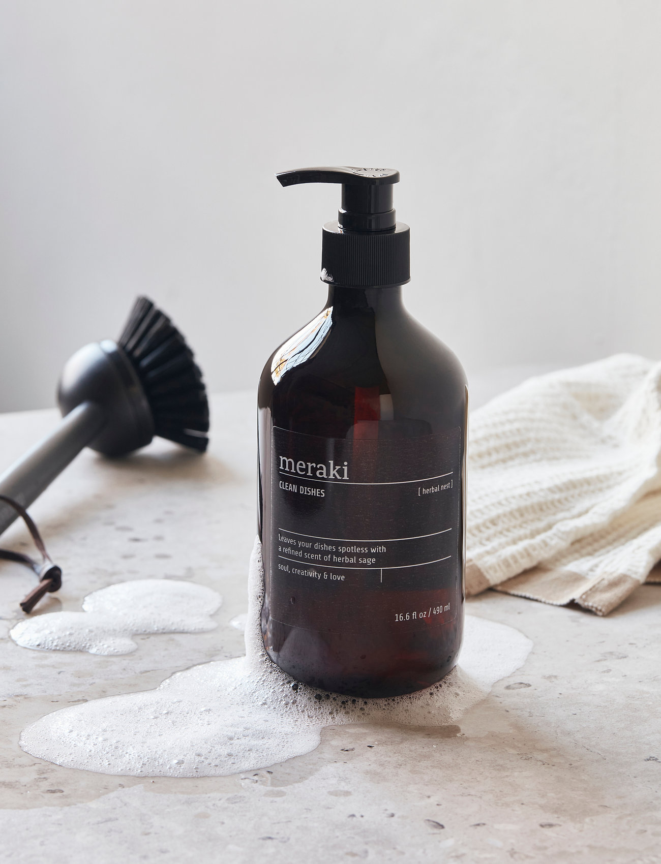 meraki - Dish wash, Herbal Nest, 490 ml - uppþvottalögur - black - 2