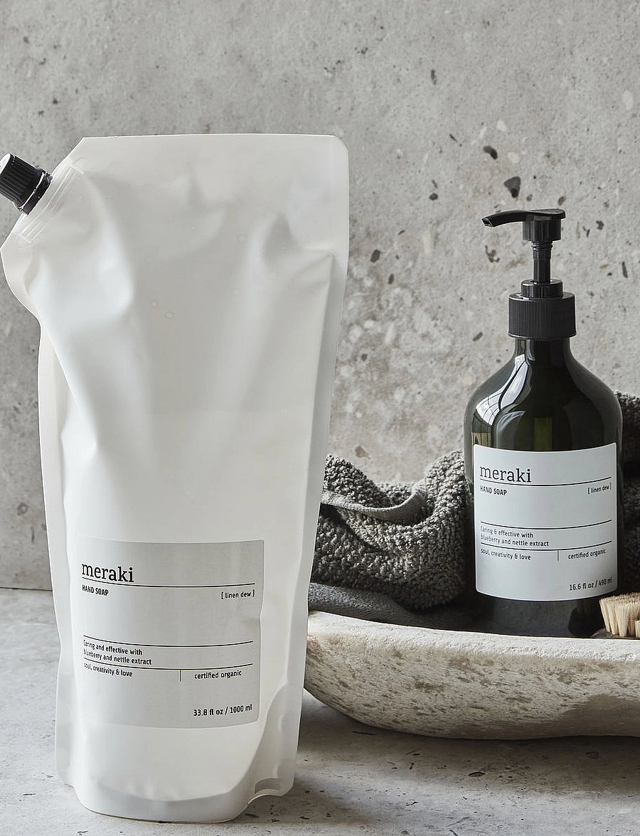 meraki - Hand soap, Linen Dew Refill, 1000 m - käteseebi täitepakid - clear - 0