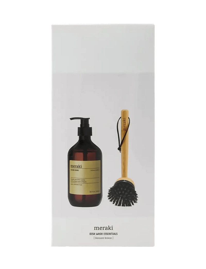 meraki - Gift box, blossom breeze dish wash + dish brush nature, 490 ml - tiskiaineet - clear - 1