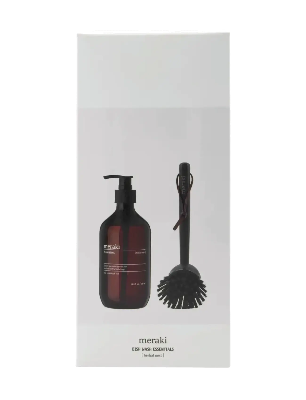 meraki Gift box, herbal nest dish wash + dish brush black, 490 ml - Erbjudanden - CLEAR / undefined