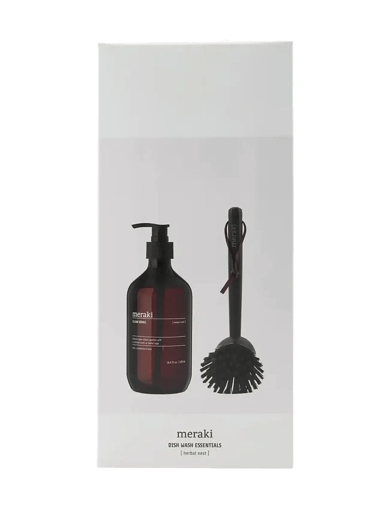meraki - Gift box, herbal nest dish wash + dish brush black, 490 ml - uppþvottalögur - clear - 0