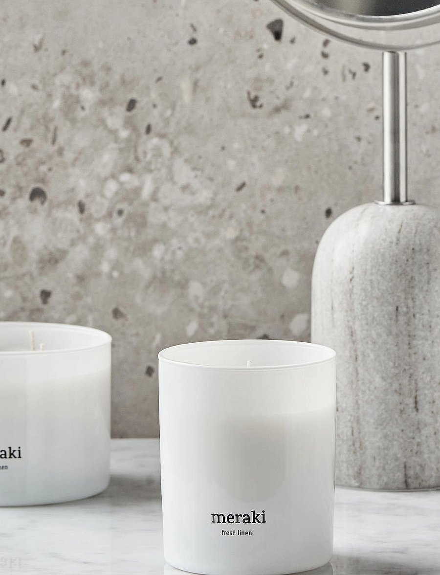 meraki - Scented candle, Fresh Linen, 200 g - white - 0