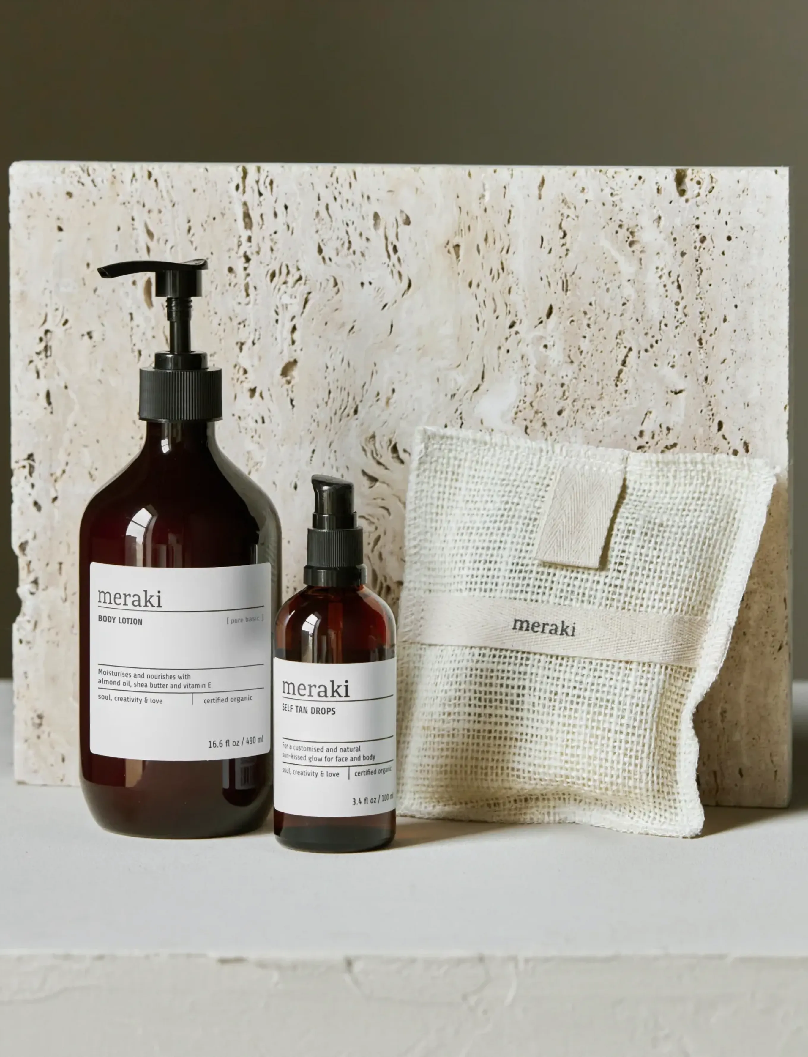 meraki Gift Box, Self Tan Drops, Bath Mitt, Body Lotion, 140|100|490 G|ml|ml, One Size, Nude, Selvbrunere > Dråber, Dame