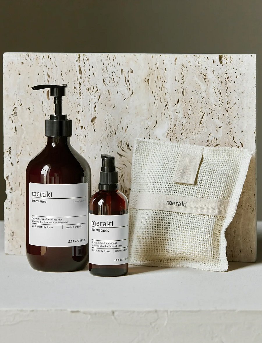 meraki - Gift box, self tan drops, bath mitt, body lotion, 140|100|490 g|ml|ml - lotion & cream - white - 0