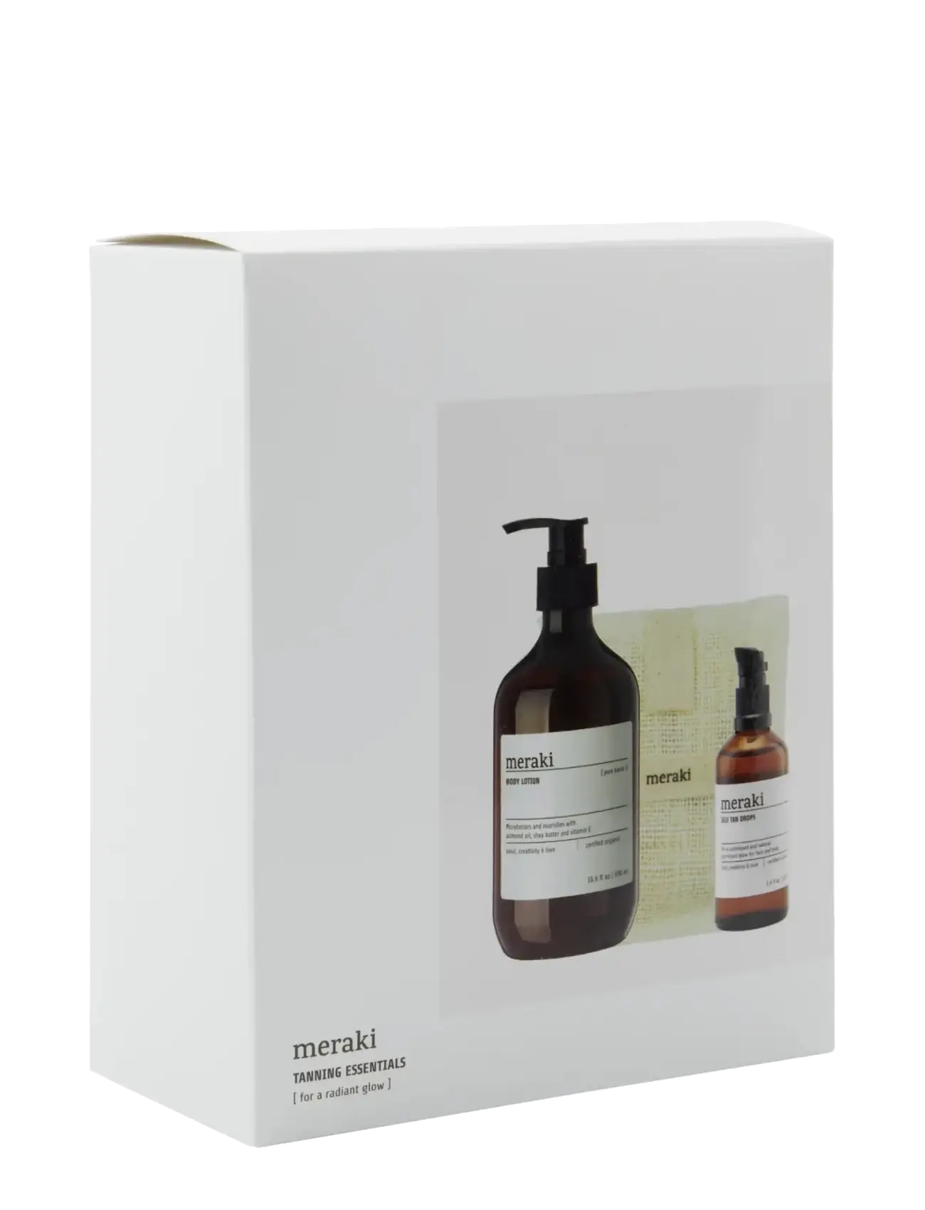 meraki - Gift box, self tan drops, bath mitt, body lotion, 140|100|490 g|ml|ml - húðmjólk og krem - white - 3