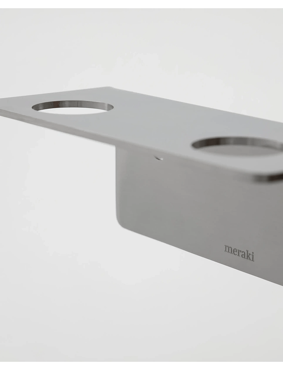 meraki - Bottle hanger 2 holes, MK, Brushed - riidepuud - silver - 2
