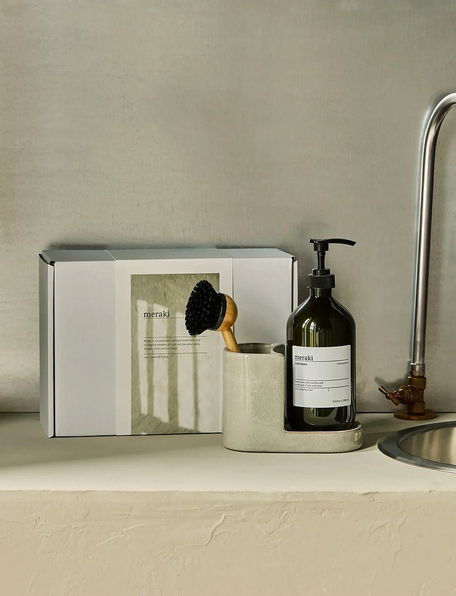 meraki - Gift box, Grey Holder + Nature Brus - nõudekuivatusrestid - white - 0