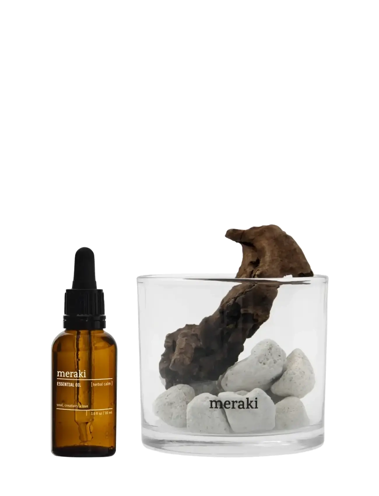meraki Diffuser, Mklavastone & Wood Herb, Vinegar & Dressing Bottles Lamps, Nude, Str: 30 ML