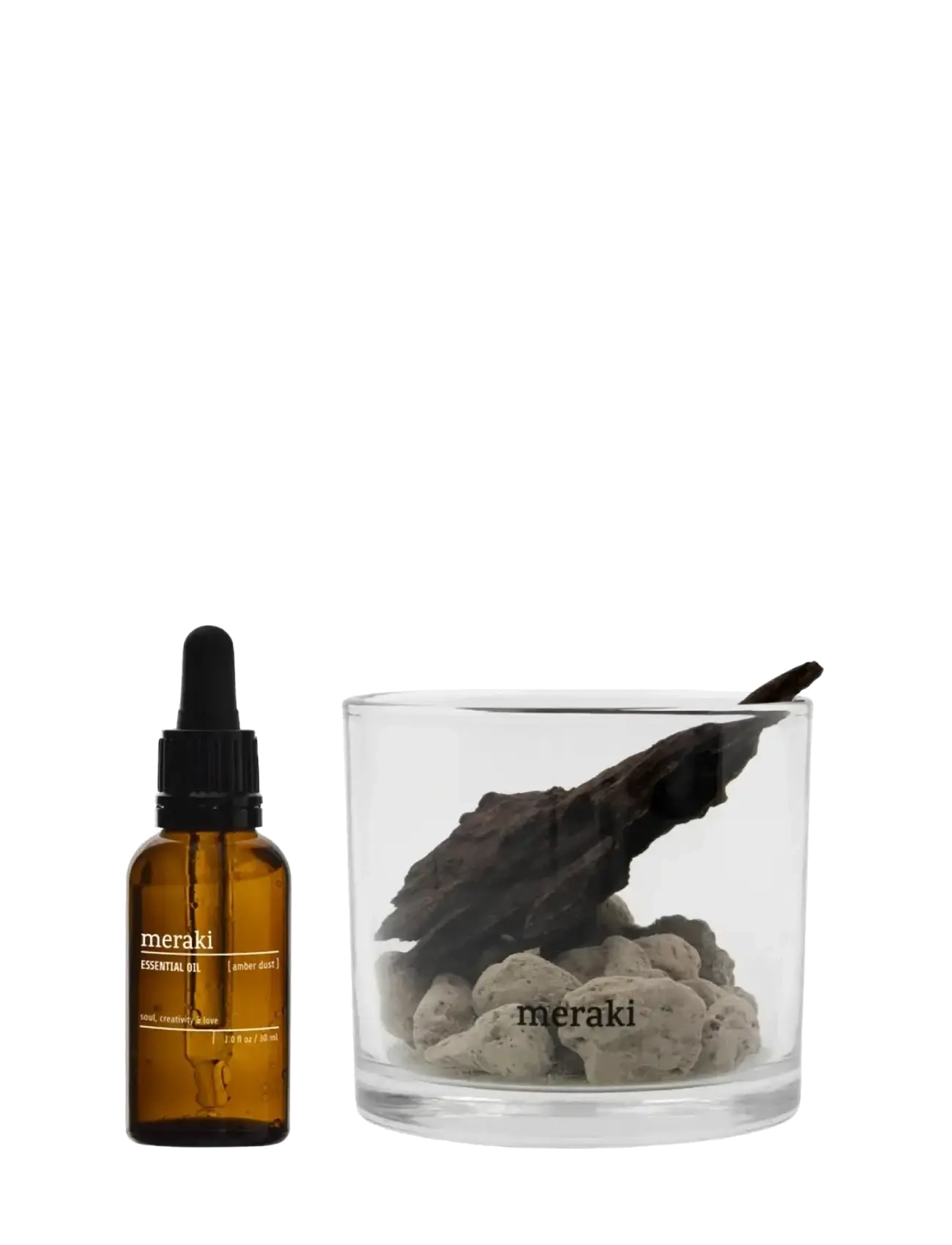 meraki Diffuser, Mklavastone & Wood Ambe, Vinegar & Dressing Bottles Lamps, Nude, Str: 30 ML