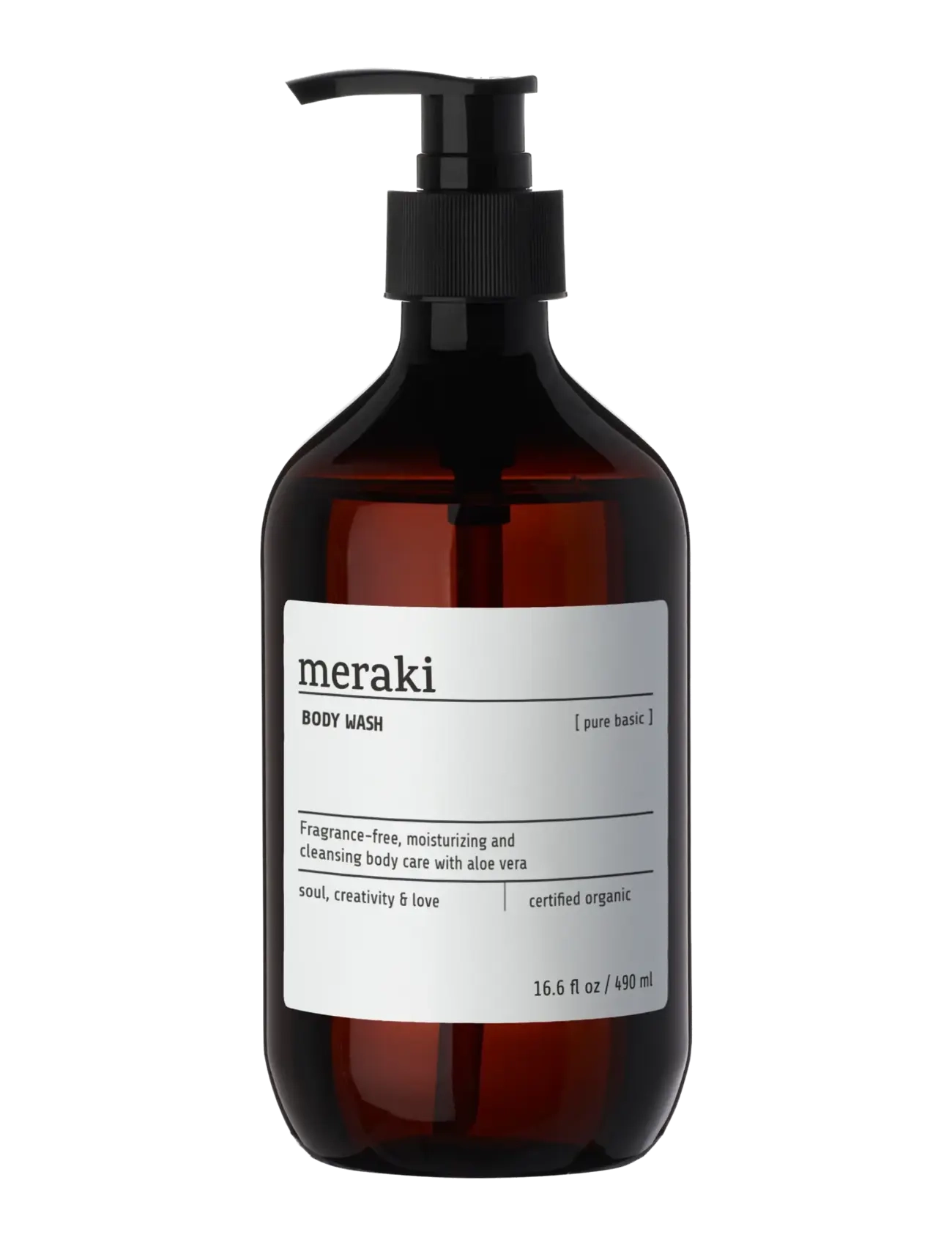 meraki Body wash, Pure Basic, 490 ml - Shower gel - BROWN / clear