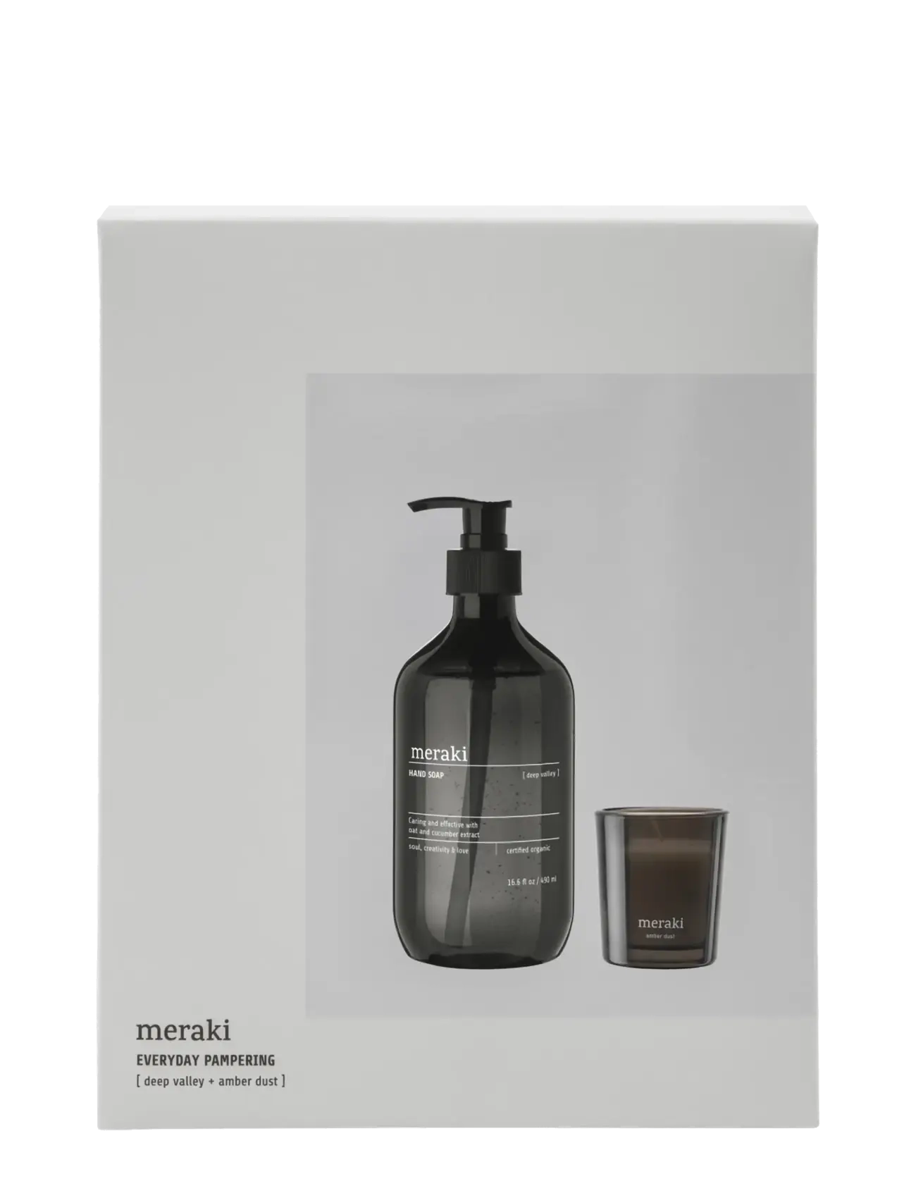 meraki Gift box, Deep Valley Handsoap + Scented Candle Amber Dust, 490|60 ml|g - Bath & Body sæt - WHITE / clear