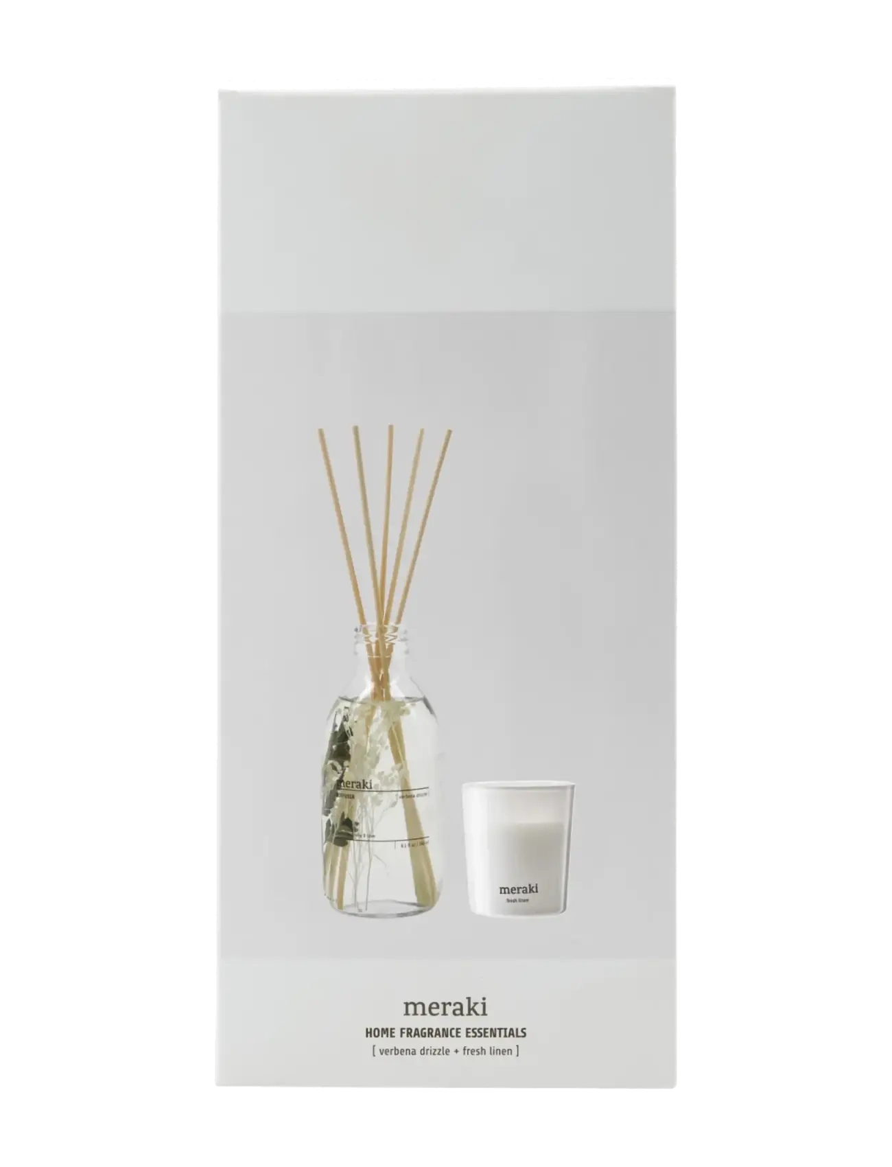 meraki Gift box, Verbena Drizzle Diffuser + Fresh Linen Scented Candle 60 G., 240|60 ml|g - Bath & Body sæt - WHITE / white