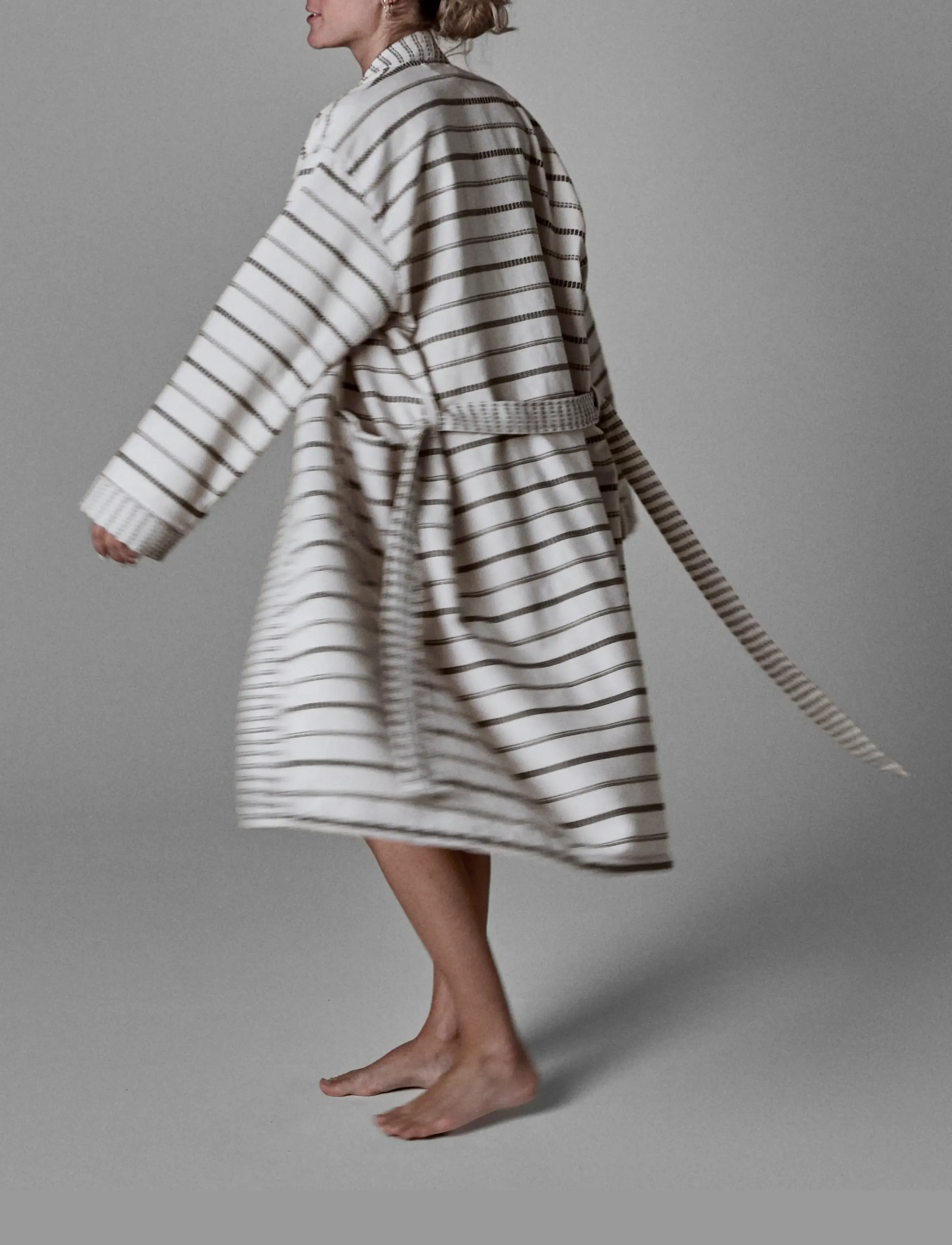 meraki - Bath robe, MKTrue L/XL, Off-white, Black - white - 3