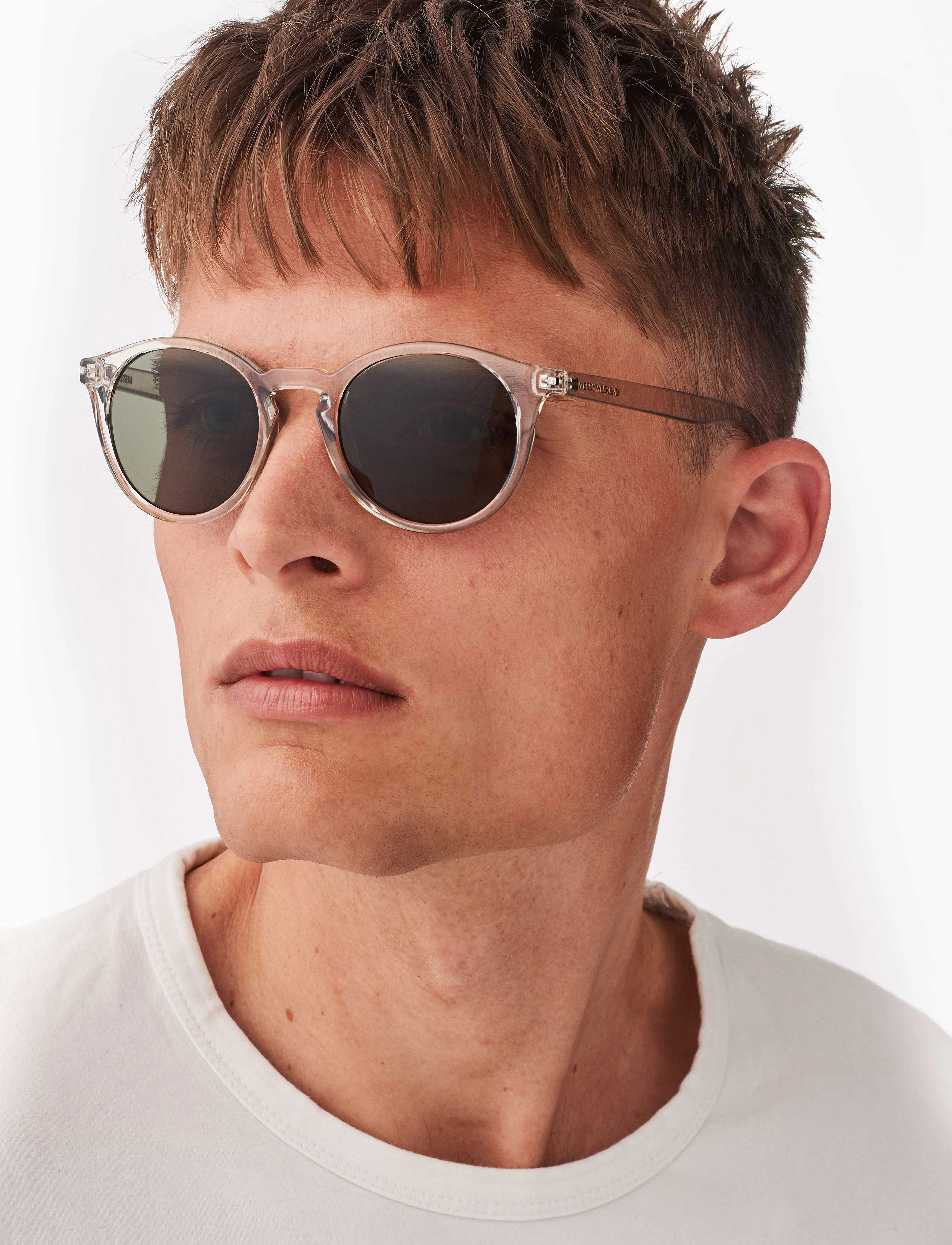 MessyWeekend Hobbes, One Size, Sunglasses, Weiß - Round Frame Frauen