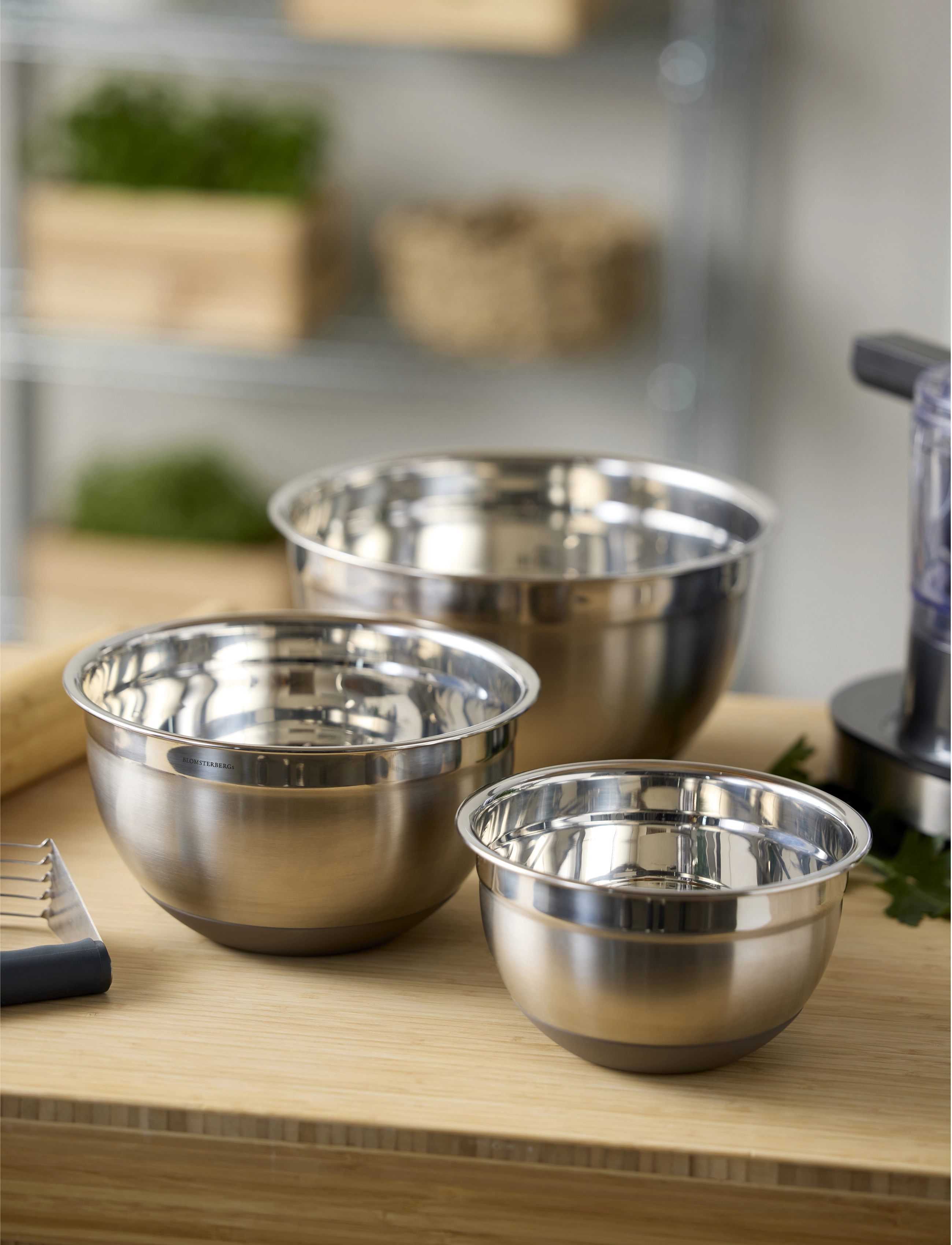 Blomsterbergs Røreskål M. Silikonebund, 3 LITER, Baking Accessories, Silber - Mixing Bowls, Homeware