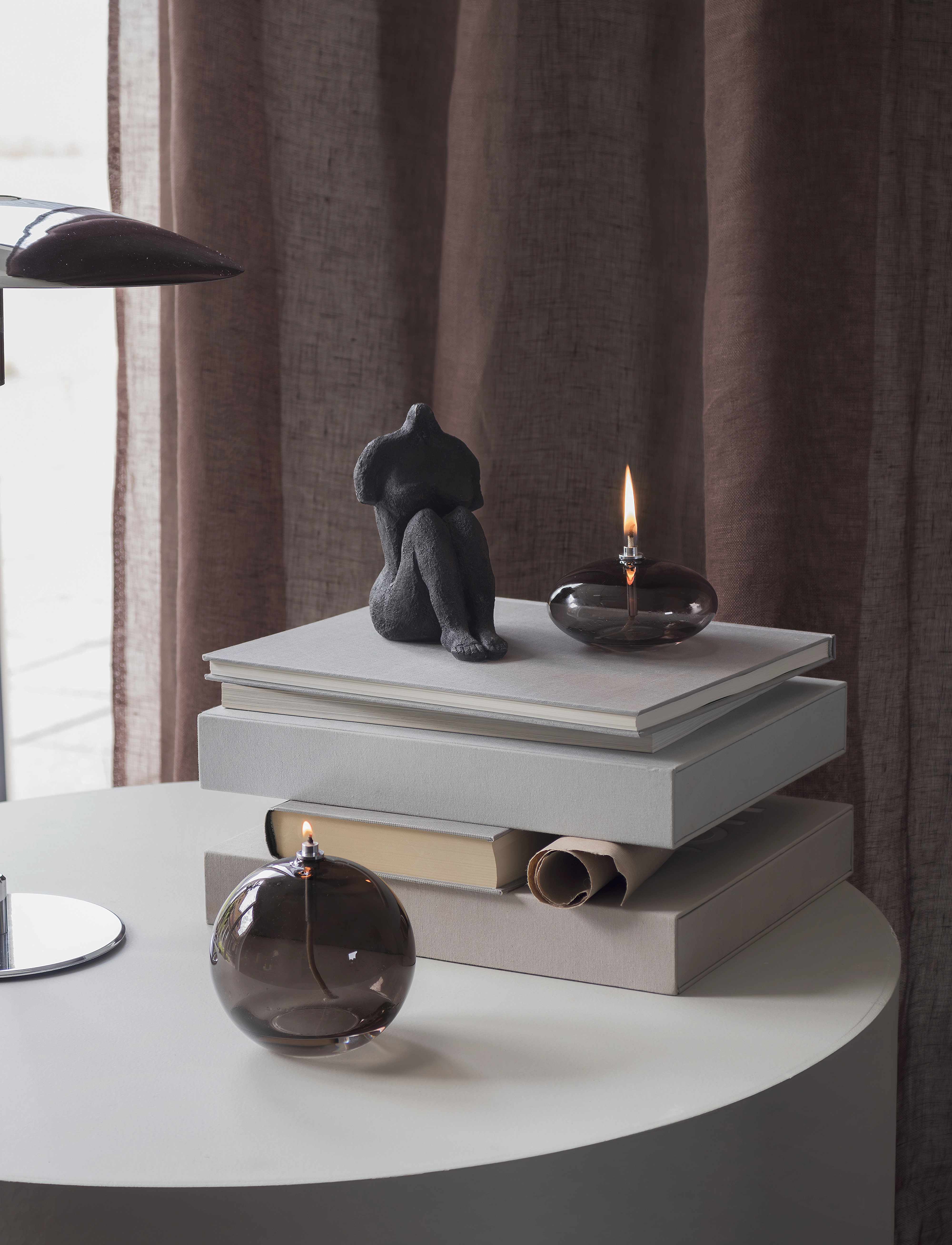 Mette Ditmer Aura Oil Lamp, Ø10.5X H11 cm, Grey, Dekoration > Lysestager Og Fyrfadsstager, Unisex