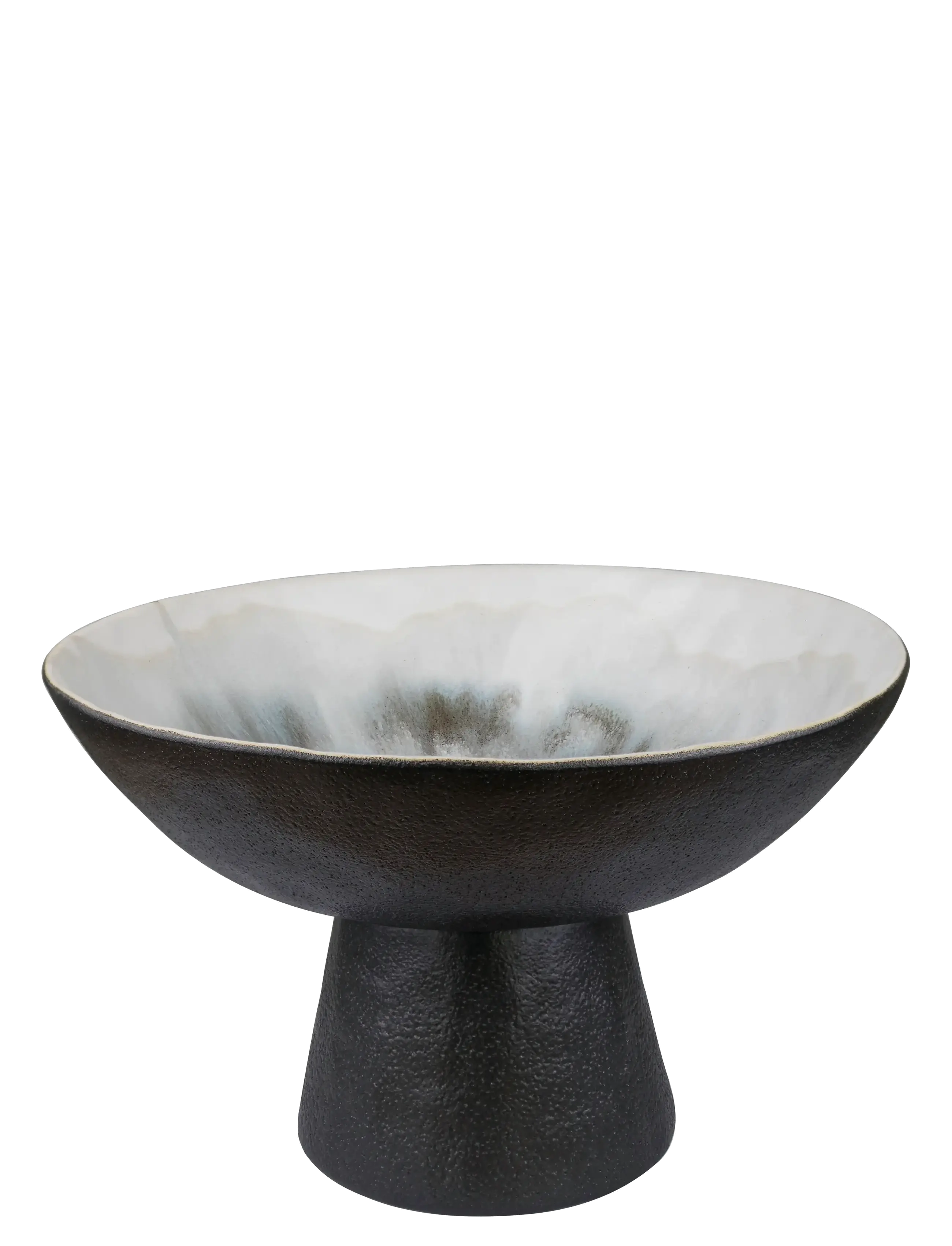 Mette Ditmer BY HAND bowl on foot - Geschirr - OFF-WHITE / black